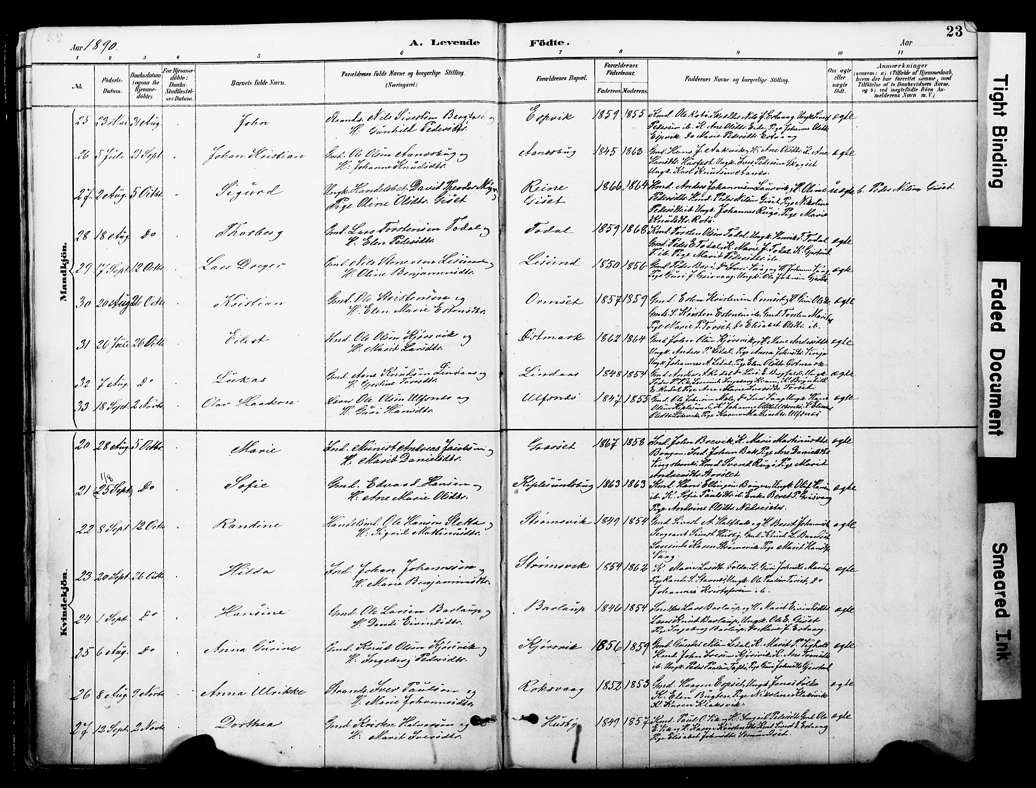 Ministerialprotokoller, klokkerbøker og fødselsregistre - Møre og Romsdal, AV/SAT-A-1454/578/L0907: Parish register (official) no. 578A06, 1887-1904, p. 23