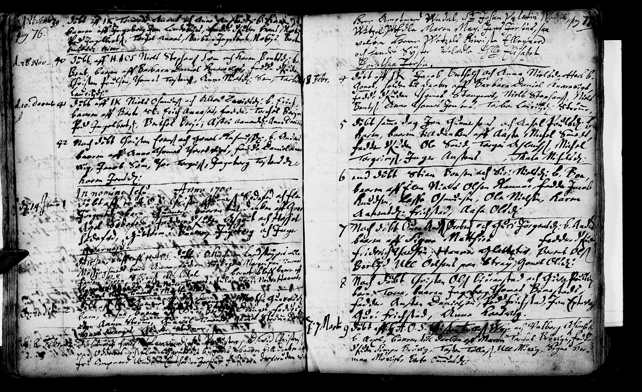 Oddernes sokneprestkontor, SAK/1111-0033/F/Fa/Faa/L0001: Parish register (official) no. A 1, 1692-1718, p. 76-77