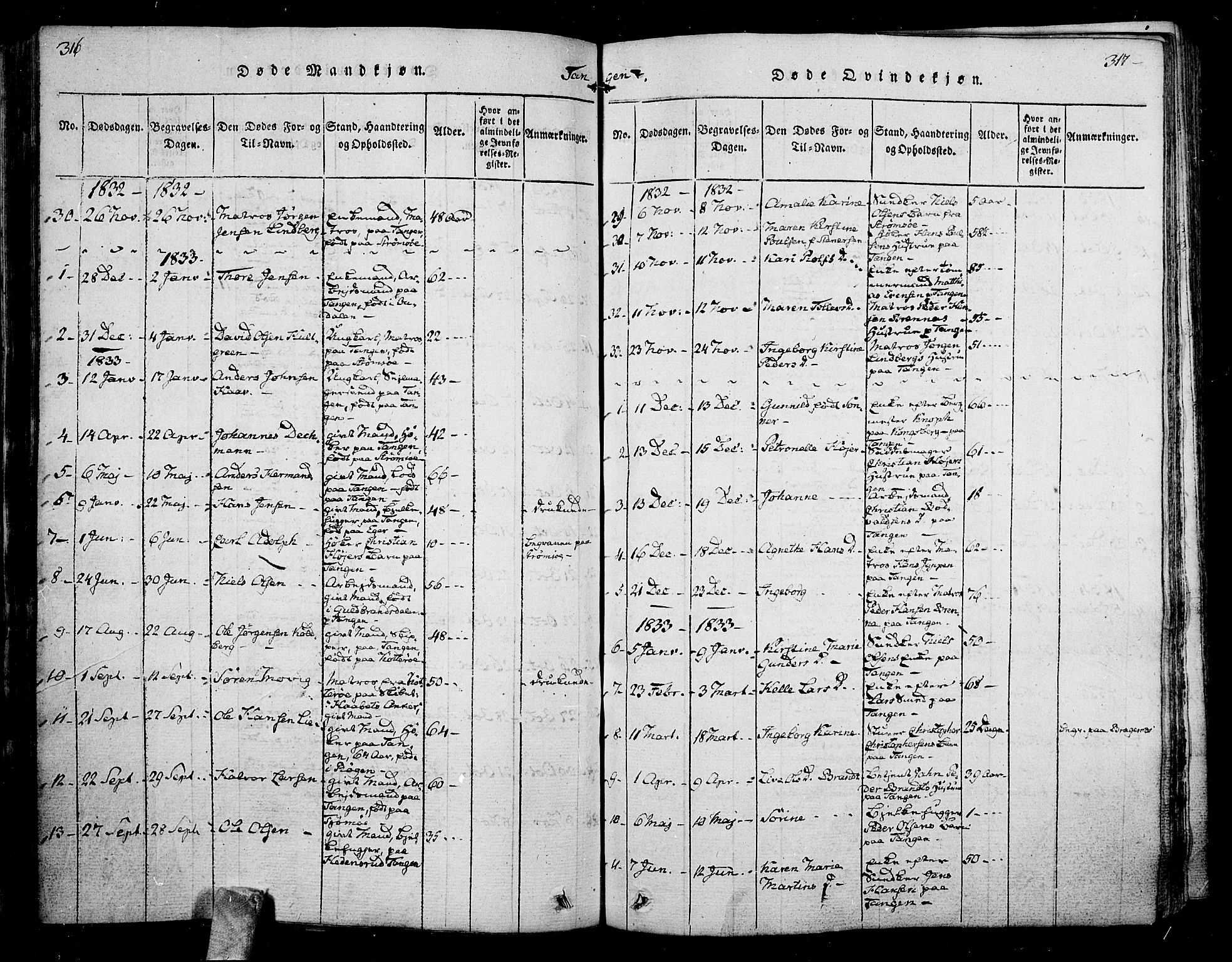 Skoger kirkebøker, SAKO/A-59/F/Fa/L0002: Parish register (official) no. I 2 /2, 1814-1842, p. 316-317