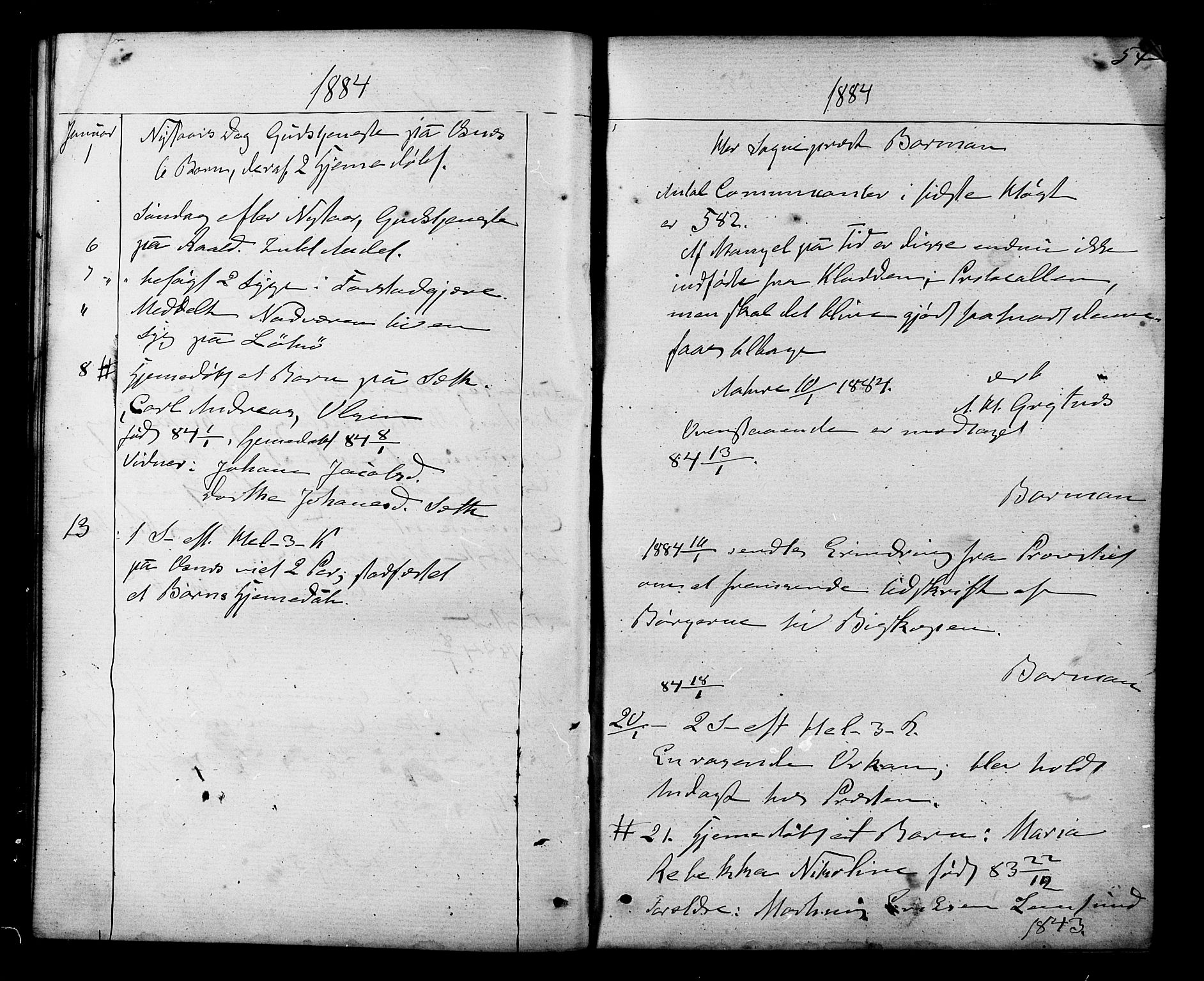 Ministerialprotokoller, klokkerbøker og fødselsregistre - Møre og Romsdal, SAT/A-1454/536/L0499: Parish register (official) no. 536A08, 1875-1890, p. 54
