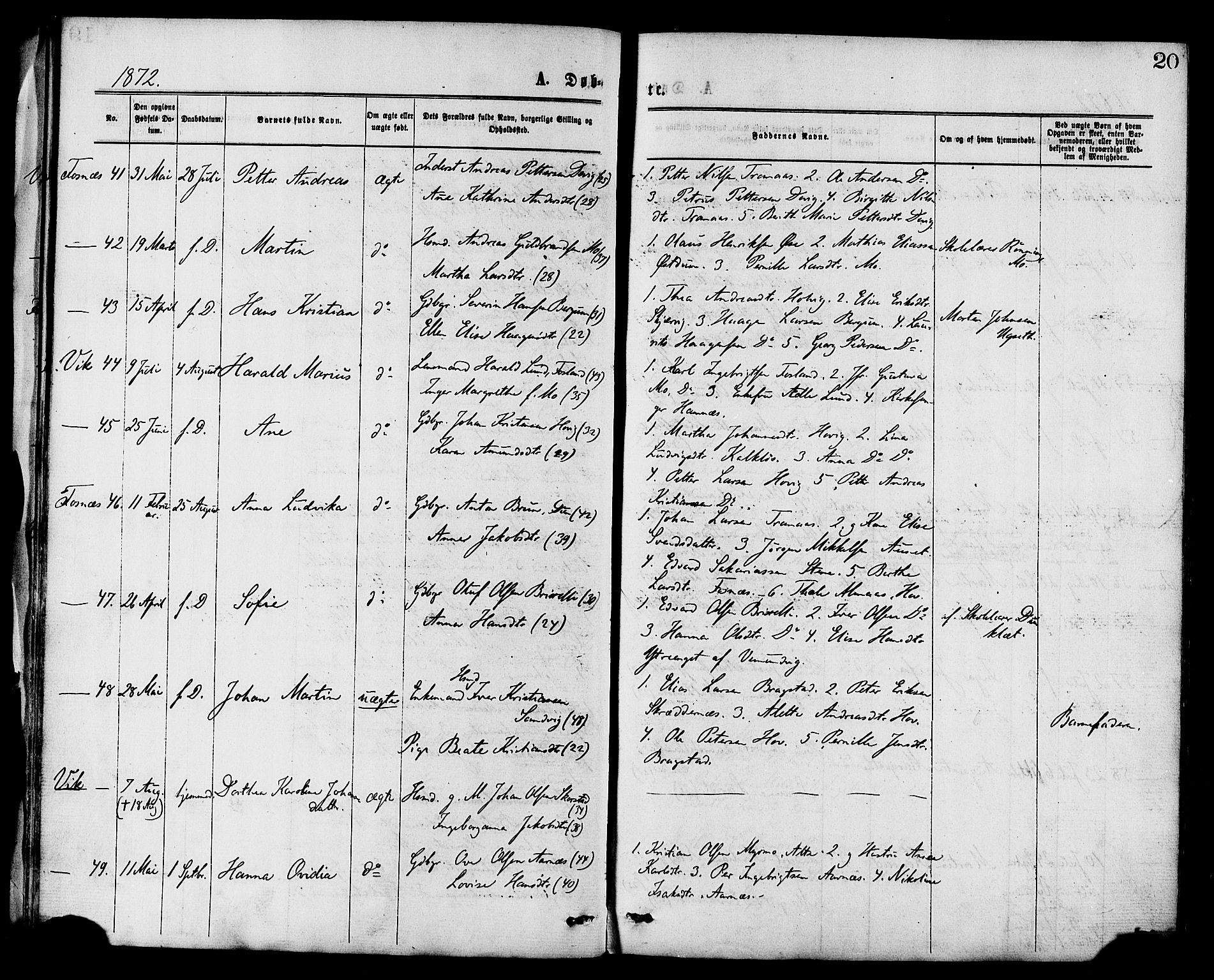 Ministerialprotokoller, klokkerbøker og fødselsregistre - Nord-Trøndelag, AV/SAT-A-1458/773/L0616: Parish register (official) no. 773A07, 1870-1887, p. 20