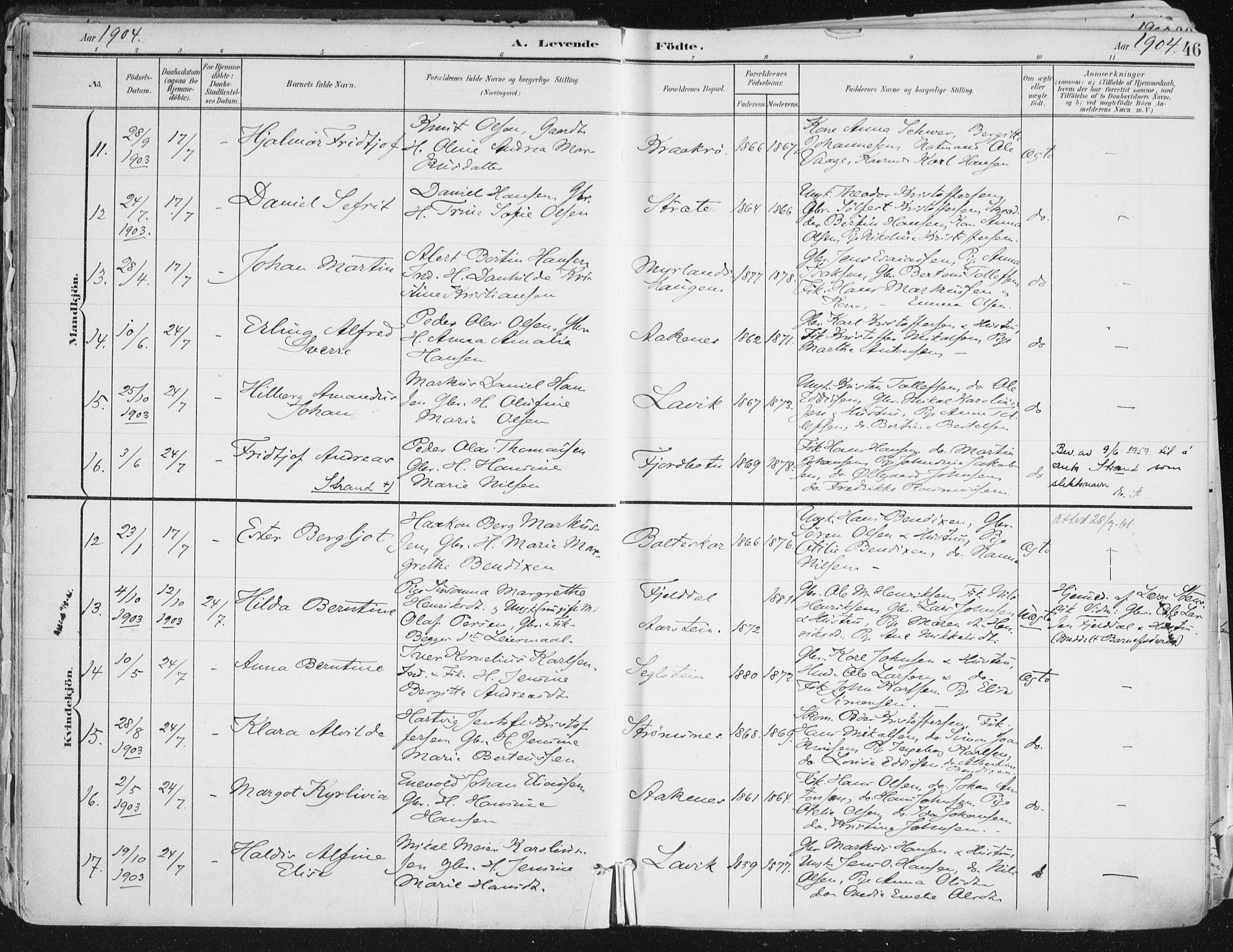 Ibestad sokneprestembete, AV/SATØ-S-0077/H/Ha/Haa/L0017kirke: Parish register (official) no. 17, 1901-1914, p. 46