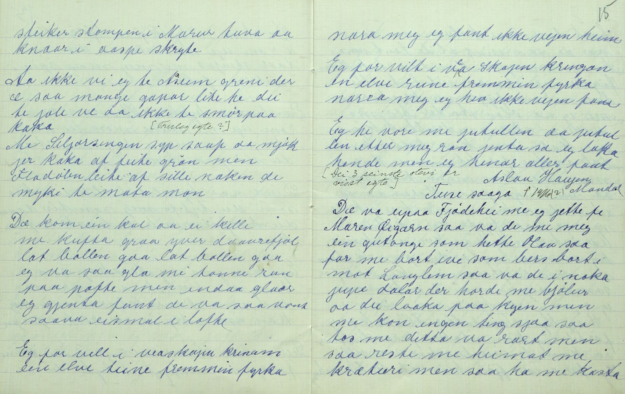 Rikard Berge, TEMU/TGM-A-1003/F/L0007/0024: 251-299 / 274 Uppskriftir av Gunhild Kivle. Viser, segner, eventyr, 1915, p. 14-15