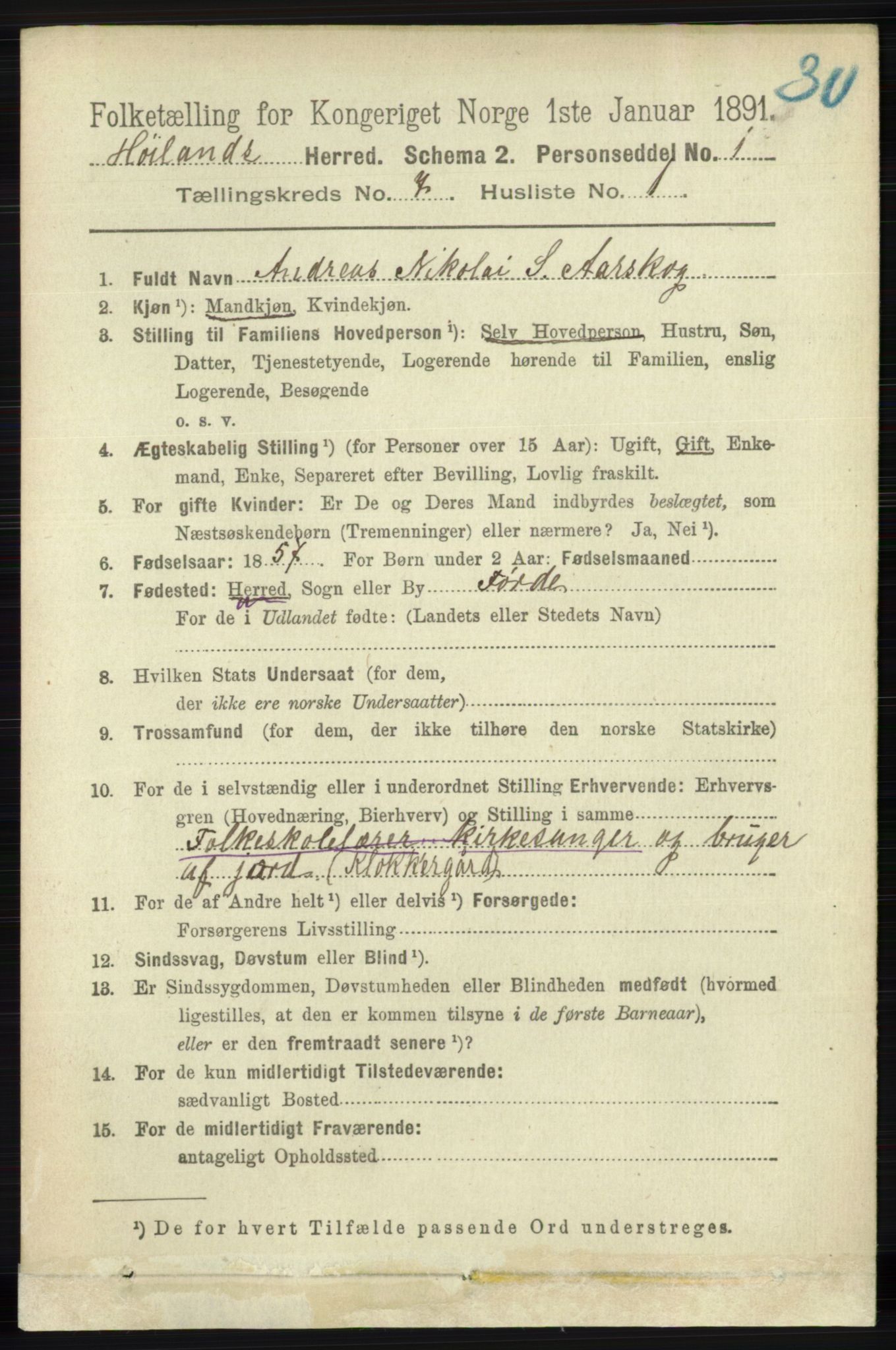 RA, 1891 census for 1123 Høyland, 1891, p. 2393