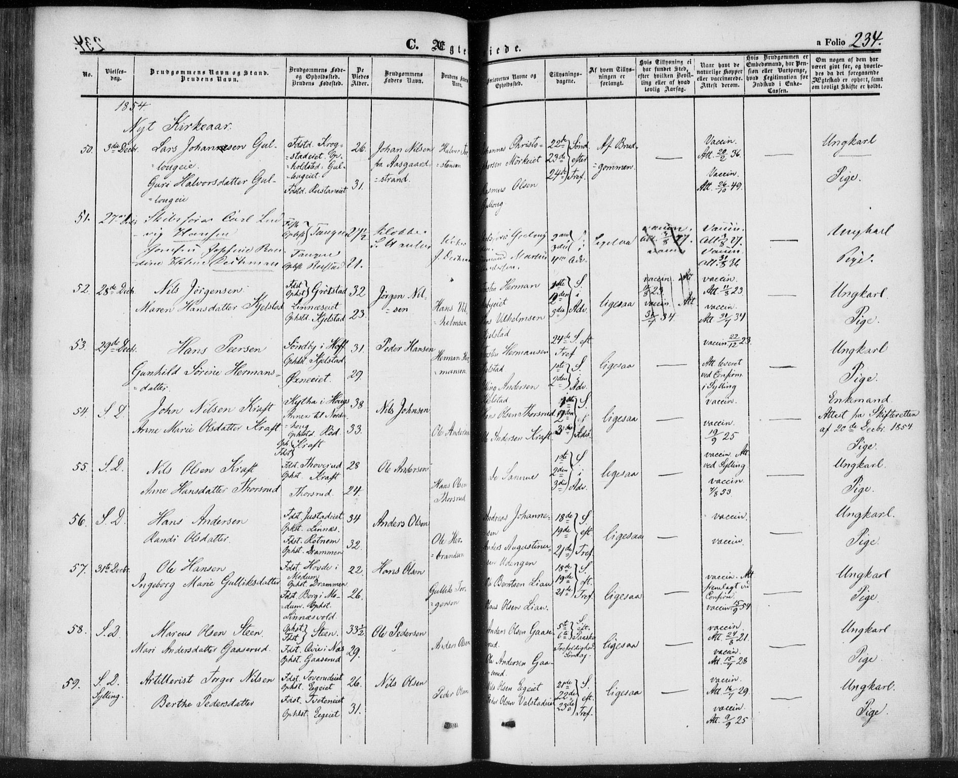 Lier kirkebøker, AV/SAKO-A-230/F/Fa/L0012: Parish register (official) no. I 12, 1854-1864, p. 234