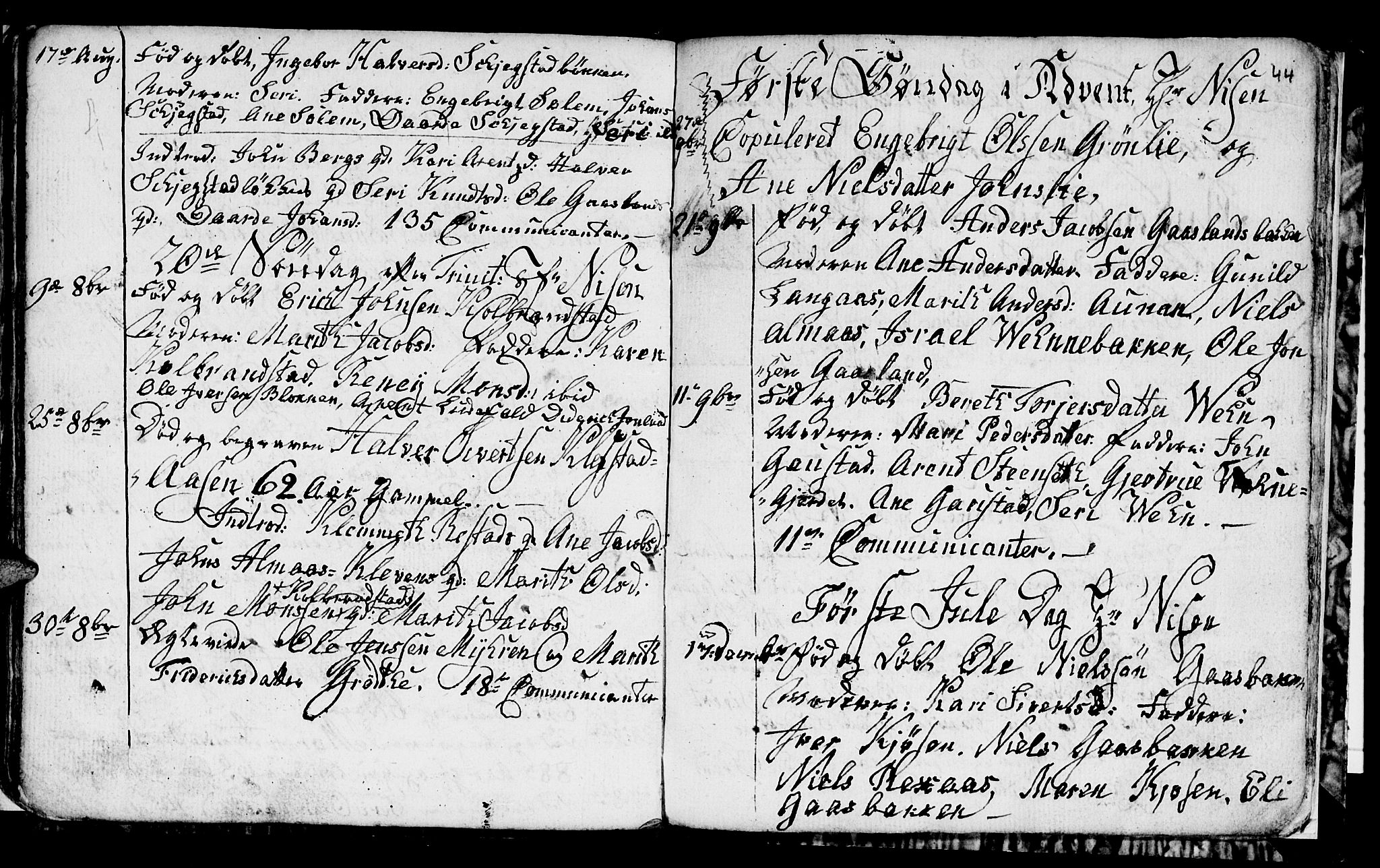 Ministerialprotokoller, klokkerbøker og fødselsregistre - Sør-Trøndelag, SAT/A-1456/694/L1129: Parish register (copy) no. 694C01, 1793-1815, p. 44