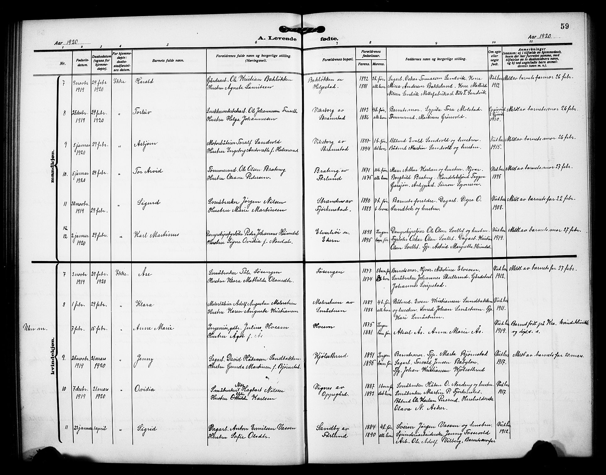 Østre Toten prestekontor, AV/SAH-PREST-104/H/Ha/Hab/L0008: Parish register (copy) no. 8, 1913-1929, p. 59