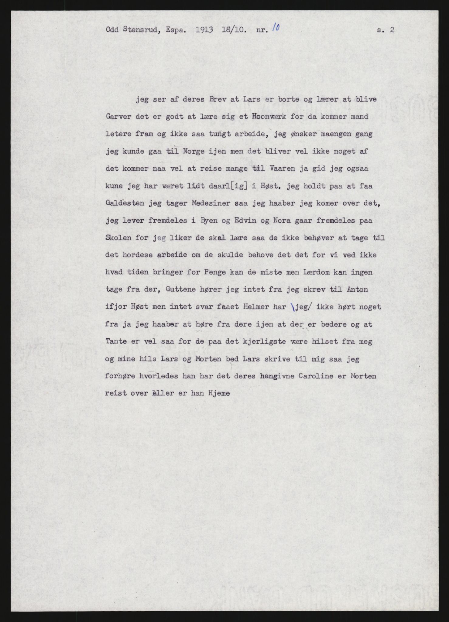 Samlinger til kildeutgivelse, Amerikabrevene, AV/RA-EA-4057/F/L0009: Innlån fra Hedmark: Statsarkivet i Hamar - Wærenskjold, 1838-1914, p. 79