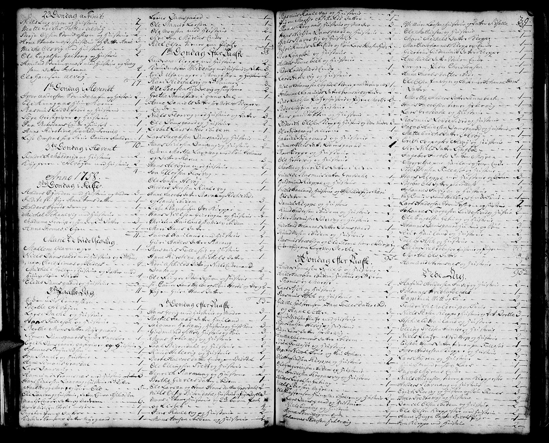 Askøy Sokneprestembete, SAB/A-74101/H/Ha/Haa/Haaa/L0001: Parish register (official) no. A 1, 1742-1818, p. 39