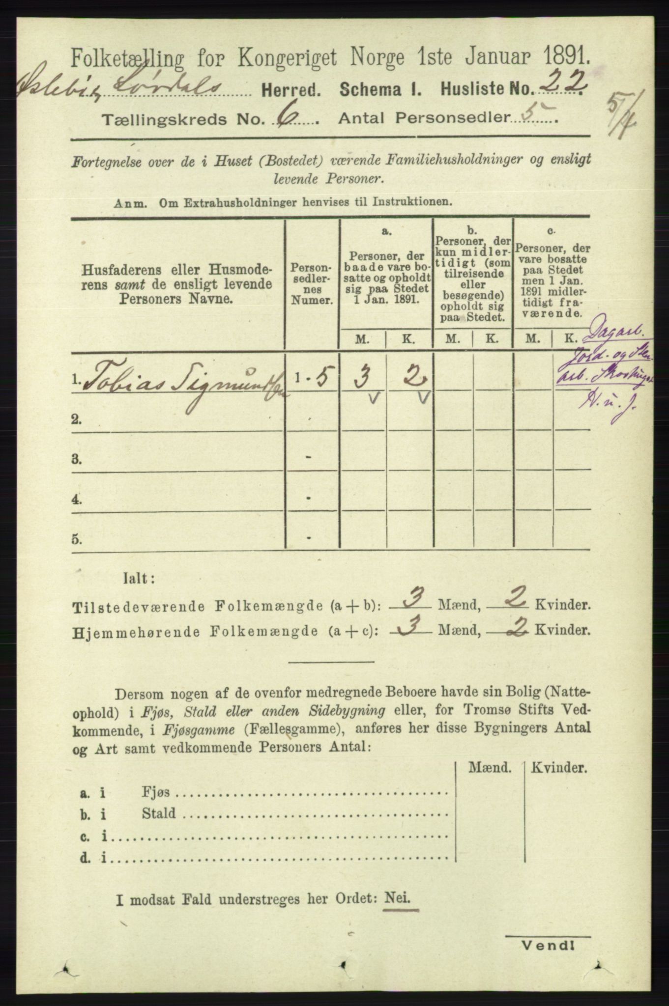 RA, 1891 census for 1021 Øyslebø og Laudal, 1891, p. 1666