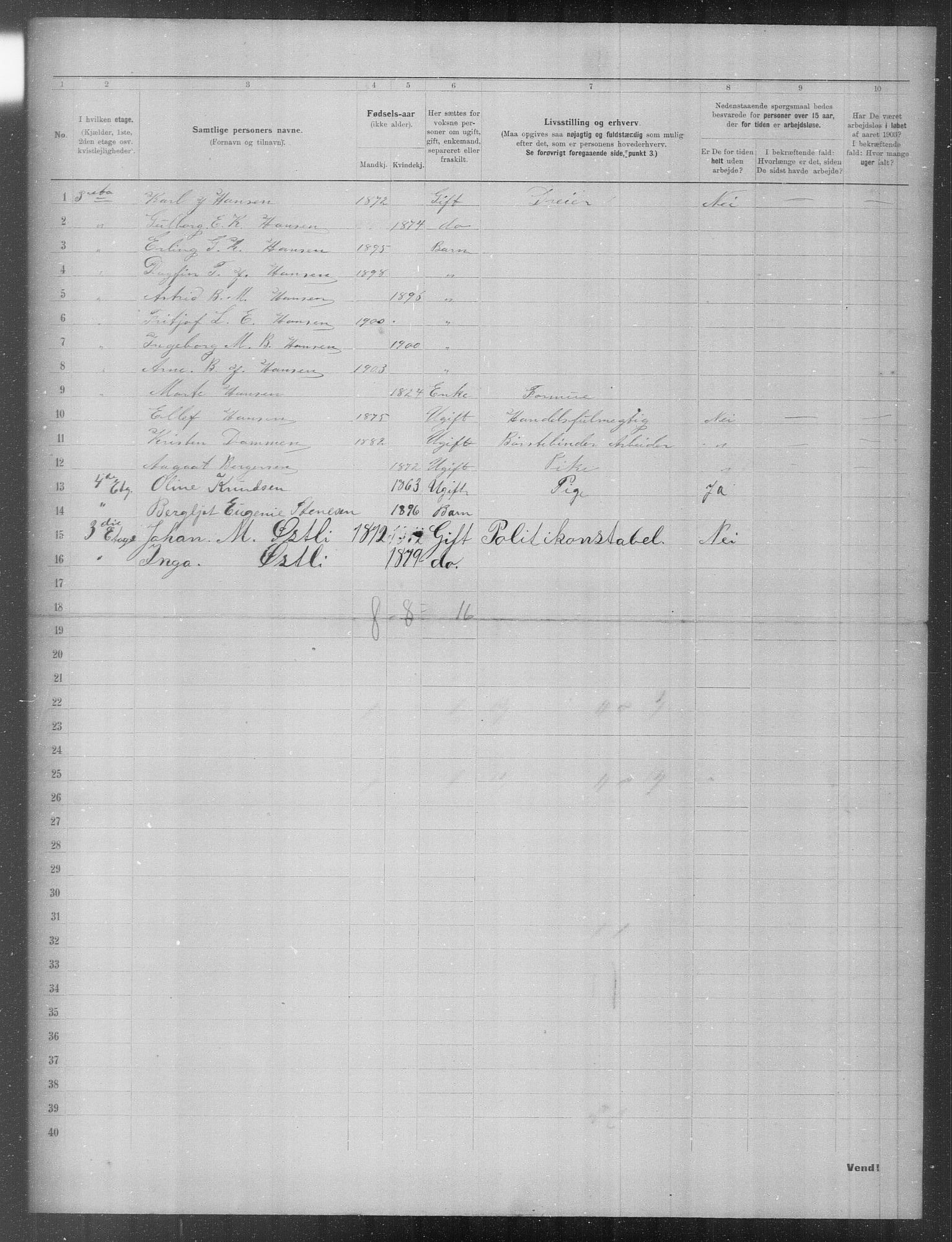 OBA, Municipal Census 1903 for Kristiania, 1903, p. 13253