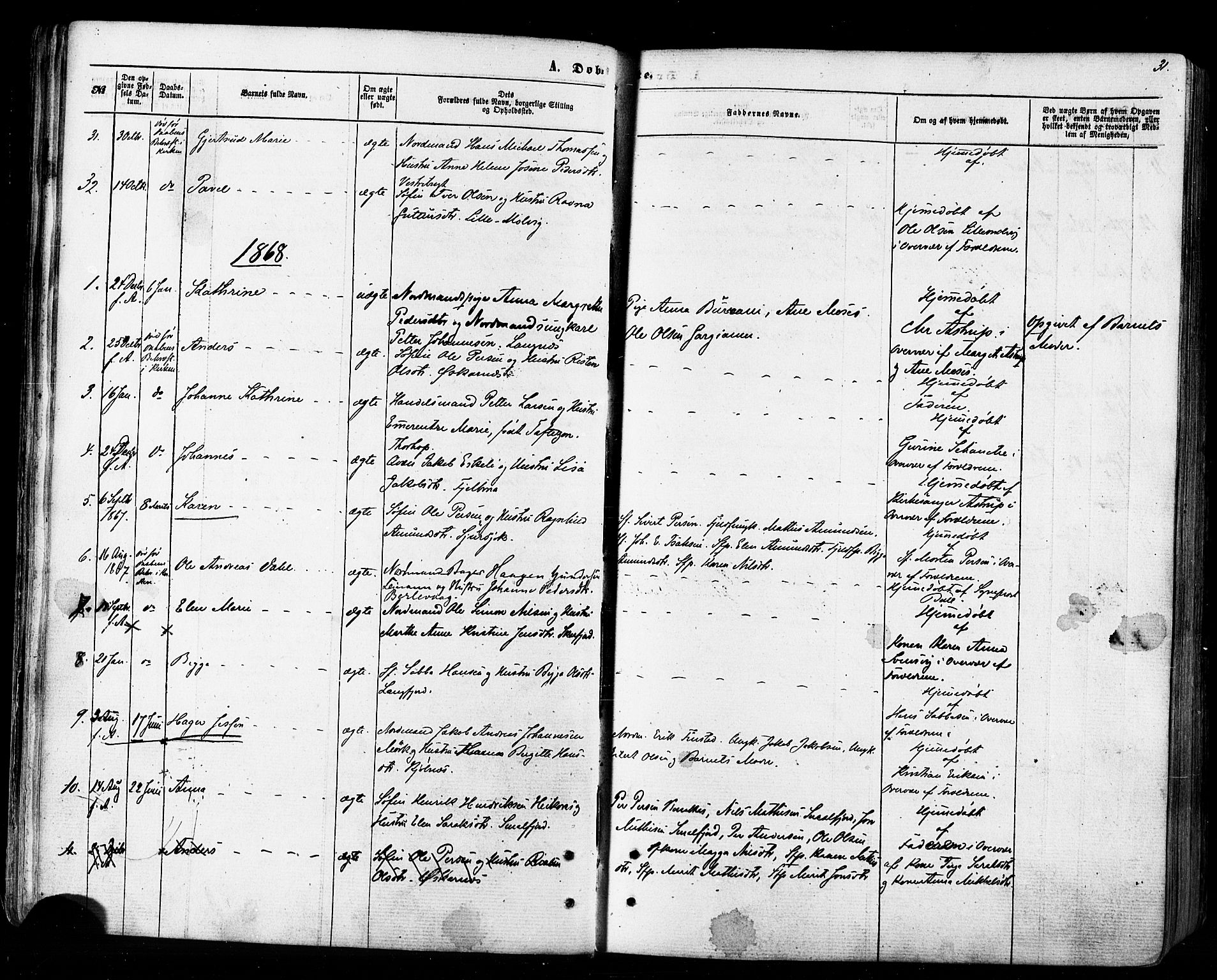 Tana sokneprestkontor, SATØ/S-1334/H/Ha/L0002kirke: Parish register (official) no. 2 /1, 1861-1877, p. 31