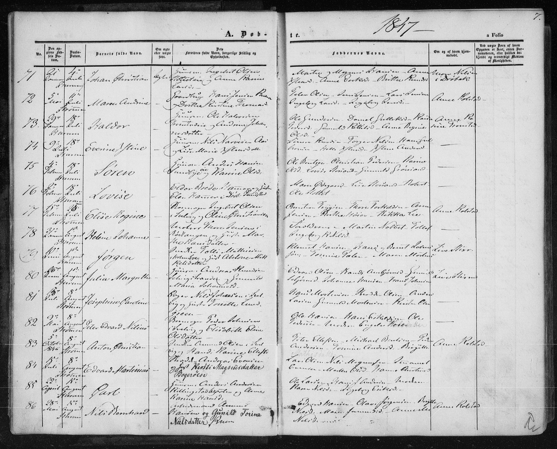 Hurum kirkebøker, SAKO/A-229/F/Fa/L0011: Parish register (official) no. 11, 1847-1860, p. 7