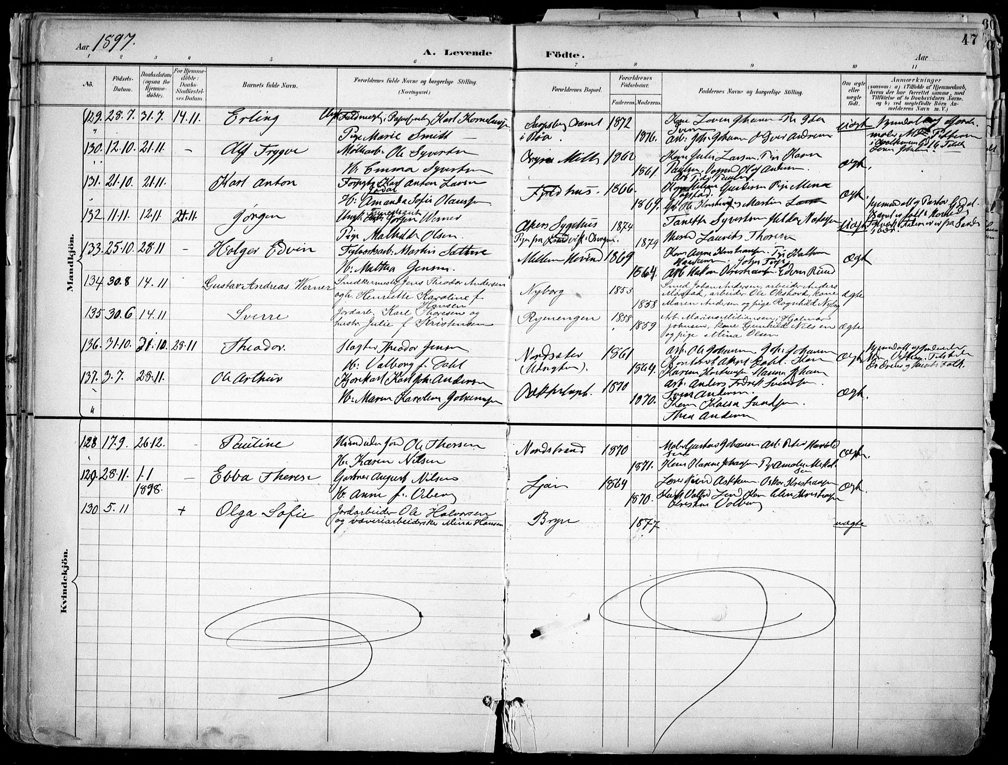 Østre Aker prestekontor Kirkebøker, AV/SAO-A-10840/F/Fa/L0010: Parish register (official) no. I 10, 1895-1912, p. 47