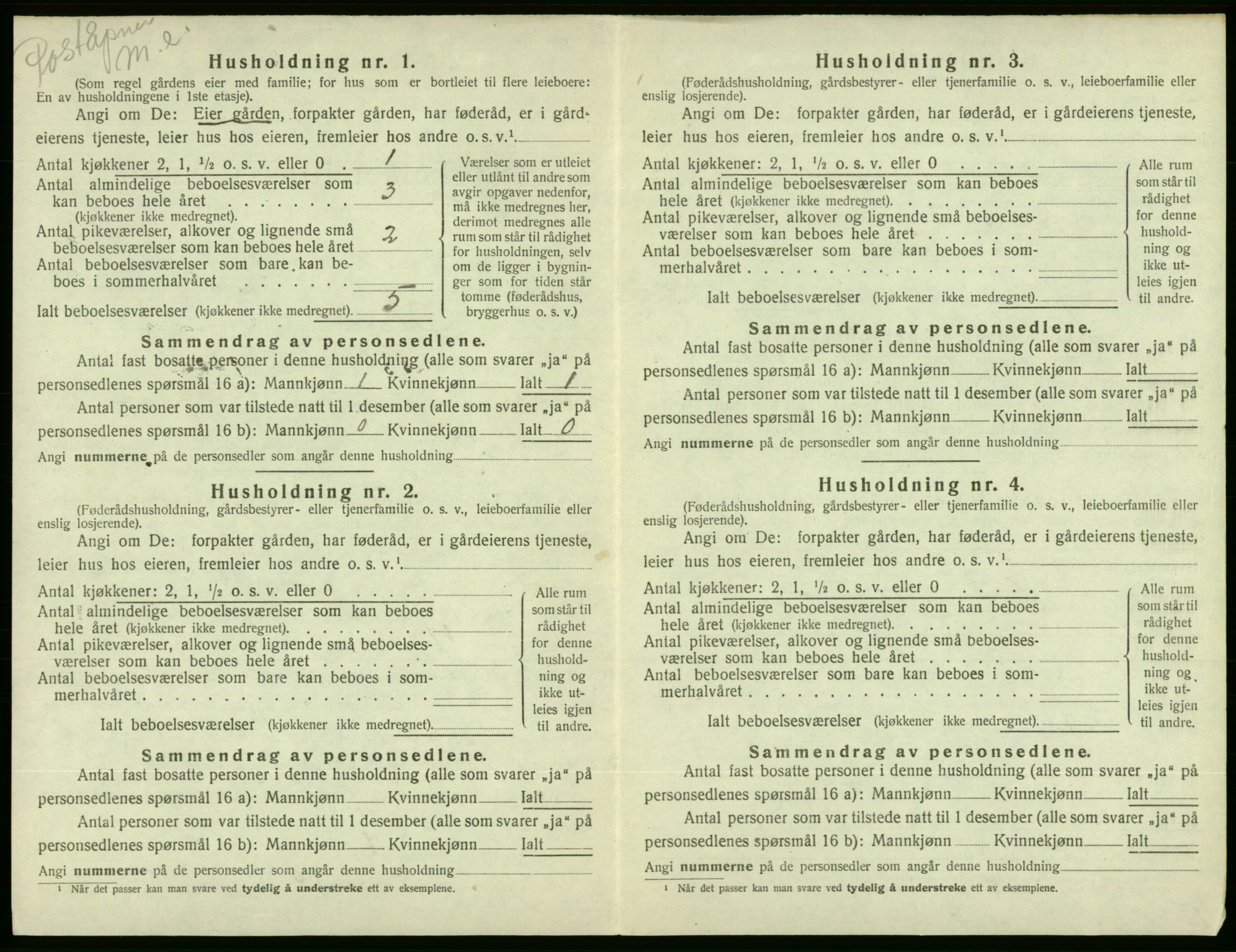 SAB, 1920 census for Ølen, 1920, p. 262