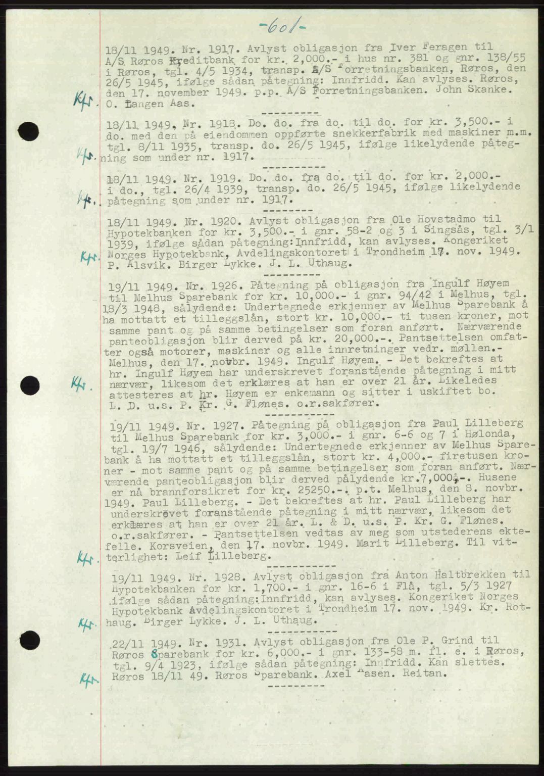 Gauldal sorenskriveri, SAT/A-0014/1/2/2C: Mortgage book no. A9, 1949-1950, Diary no: : 1917/1949