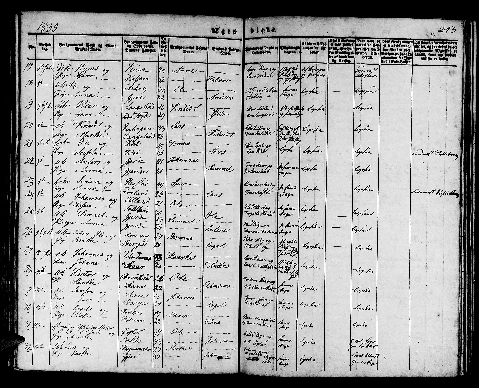 Os sokneprestembete, SAB/A-99929: Parish register (official) no. A 14, 1826-1839, p. 243
