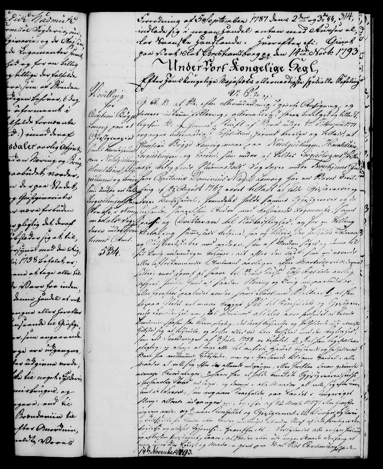 Rentekammeret, Kammerkanselliet, RA/EA-3111/G/Gg/Gga/L0015: Norsk ekspedisjonsprotokoll med register (merket RK 53.15), 1790-1791, p. 314