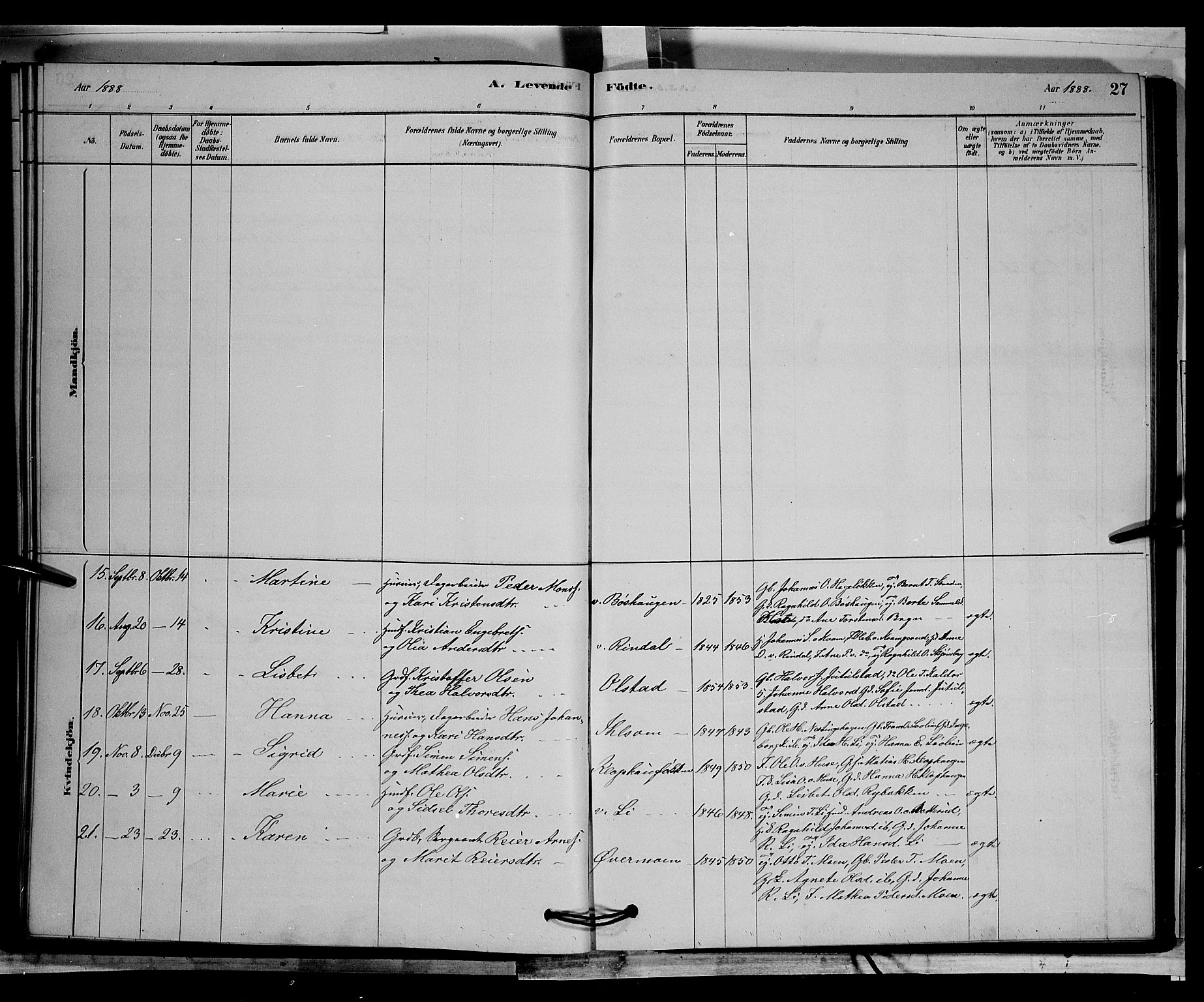 Øyer prestekontor, AV/SAH-PREST-084/H/Ha/Hab/L0002: Parish register (copy) no. 2, 1878-1896, p. 27