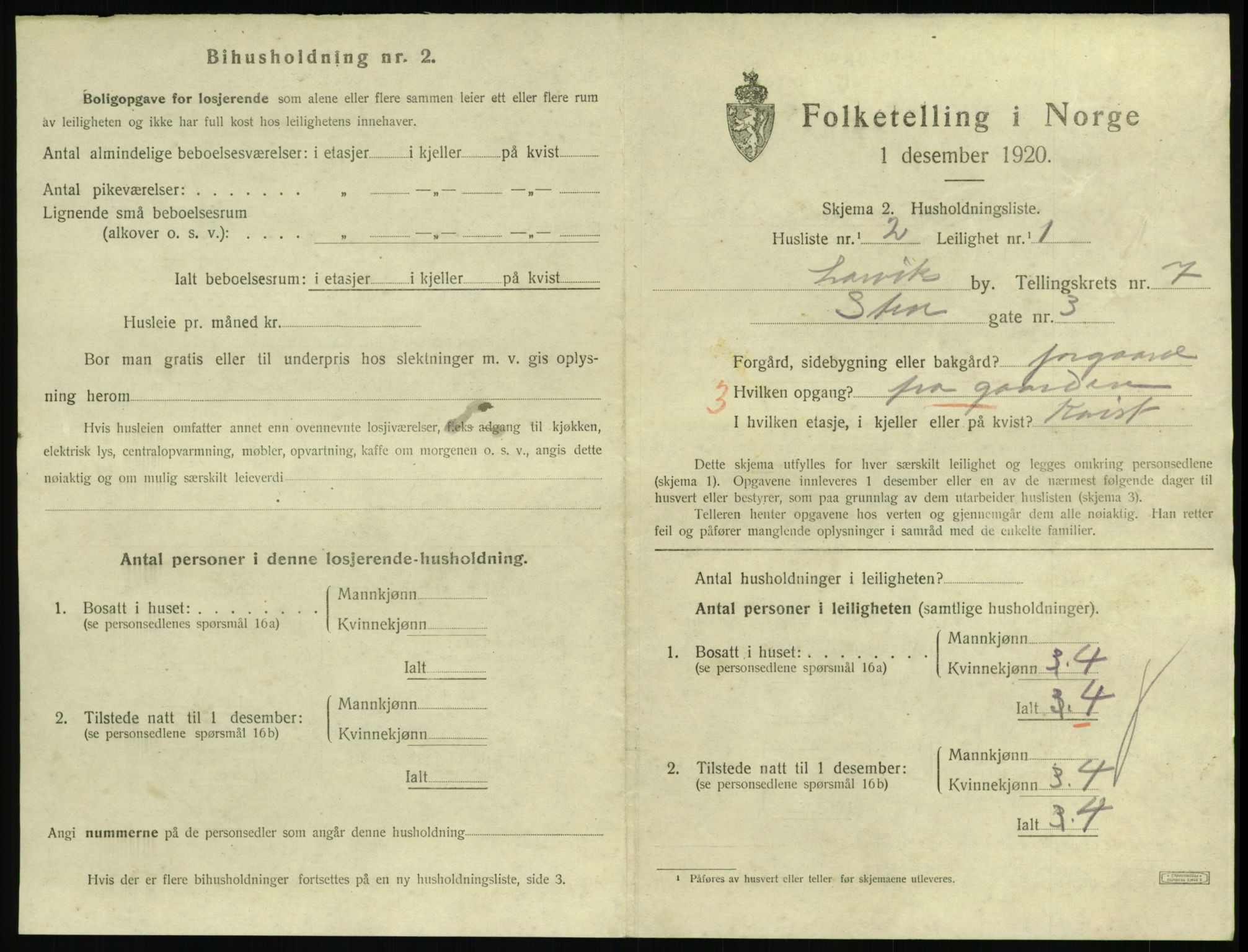 SAKO, 1920 census for Larvik, 1920, p. 5990