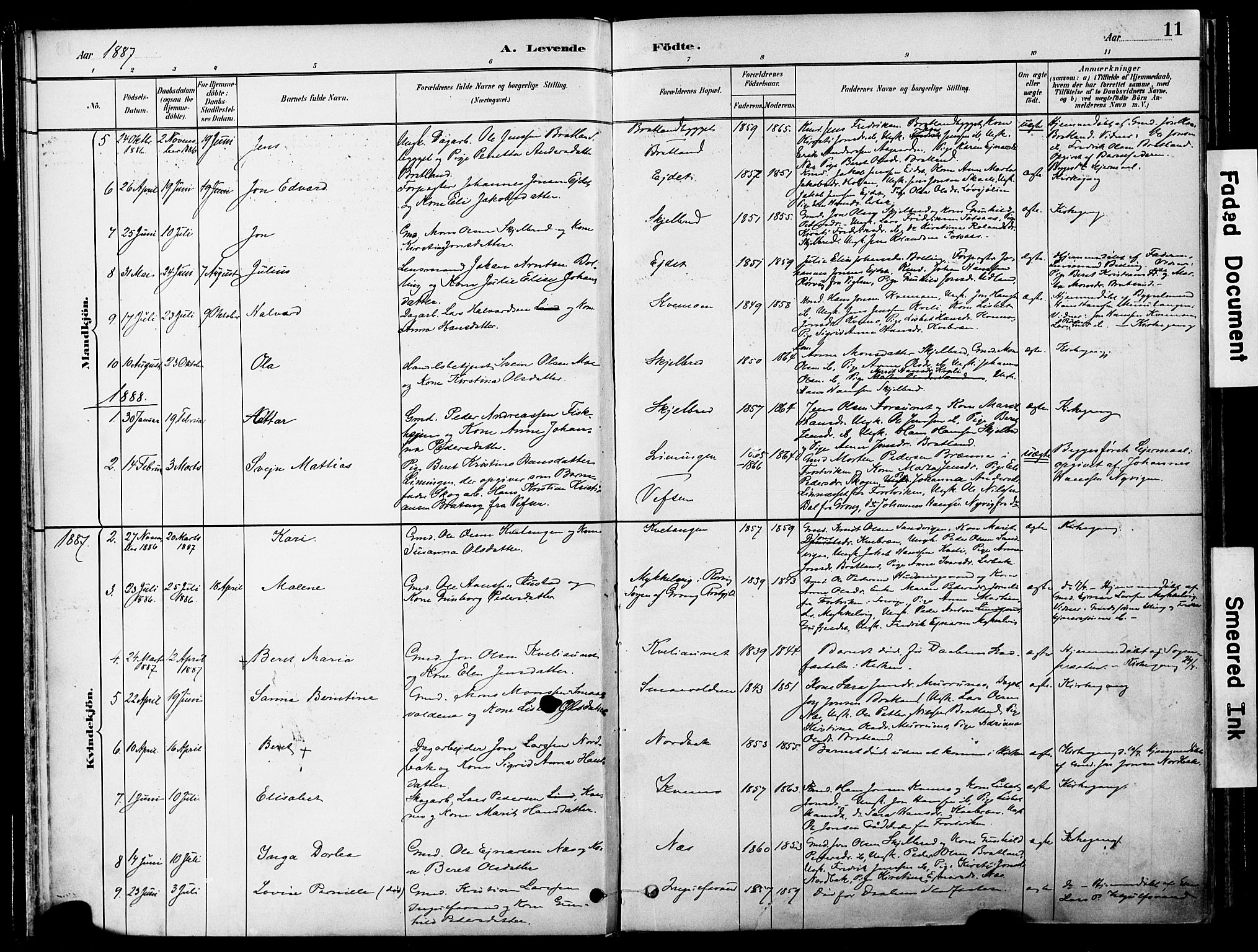 Ministerialprotokoller, klokkerbøker og fødselsregistre - Nord-Trøndelag, SAT/A-1458/755/L0494: Parish register (official) no. 755A03, 1882-1902, p. 11
