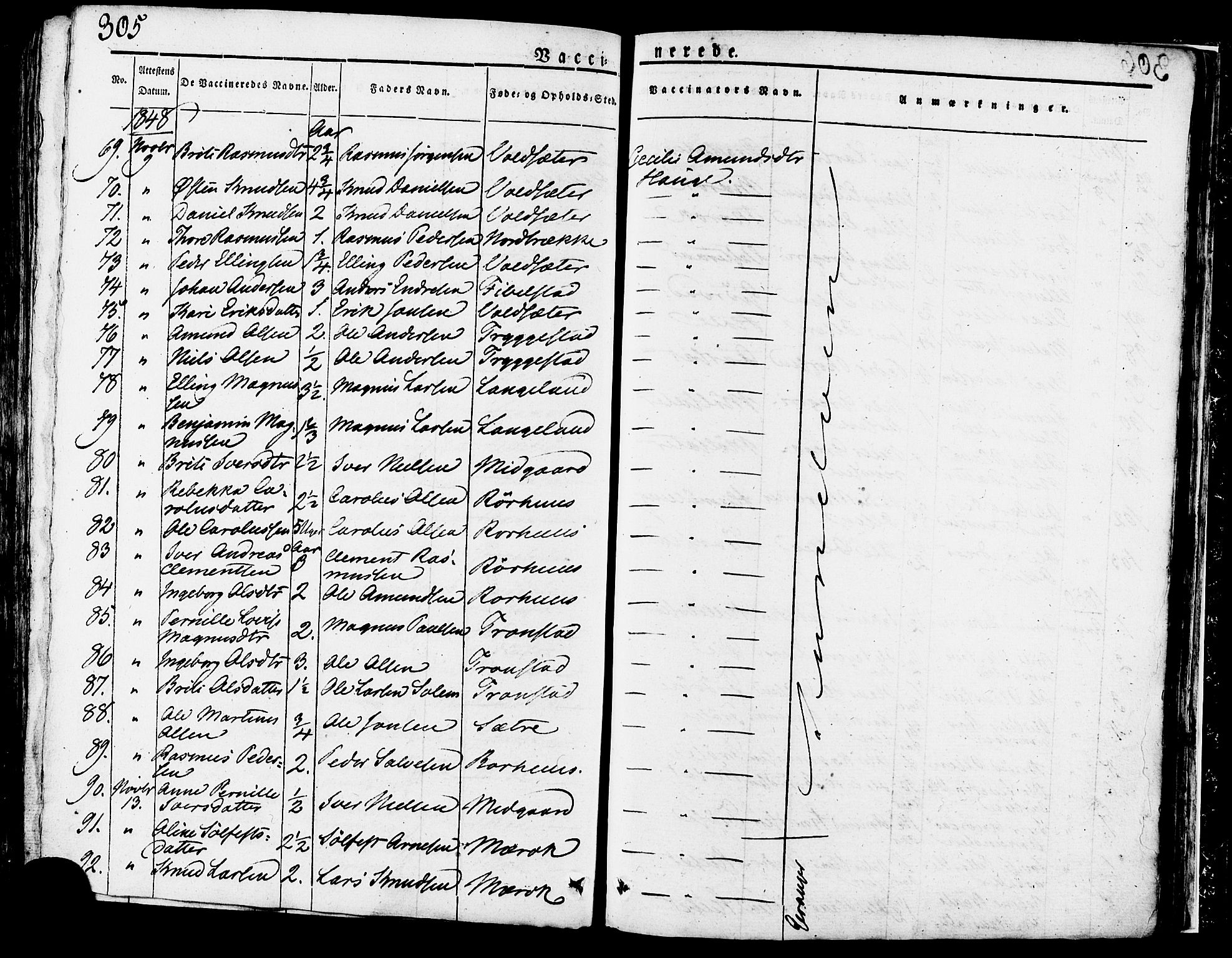 Ministerialprotokoller, klokkerbøker og fødselsregistre - Møre og Romsdal, AV/SAT-A-1454/517/L0221: Parish register (official) no. 517A01, 1827-1858, p. 305