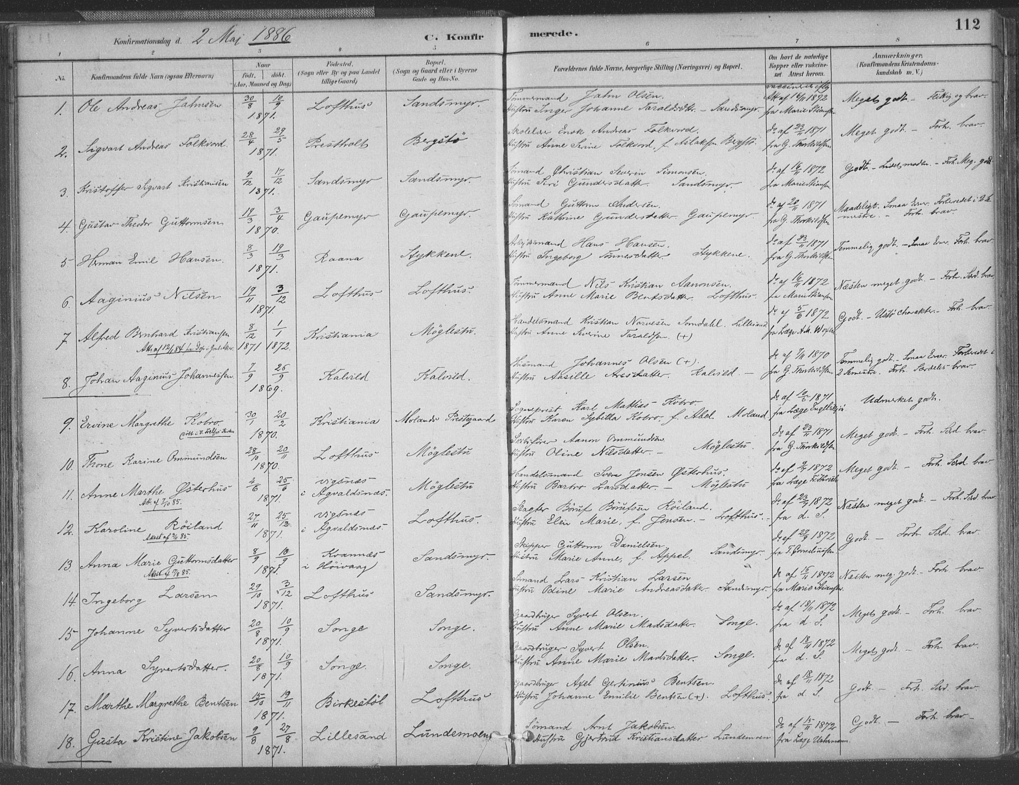 Vestre Moland sokneprestkontor, AV/SAK-1111-0046/F/Fa/Fab/L0009: Parish register (official) no. A 9, 1884-1899, p. 112