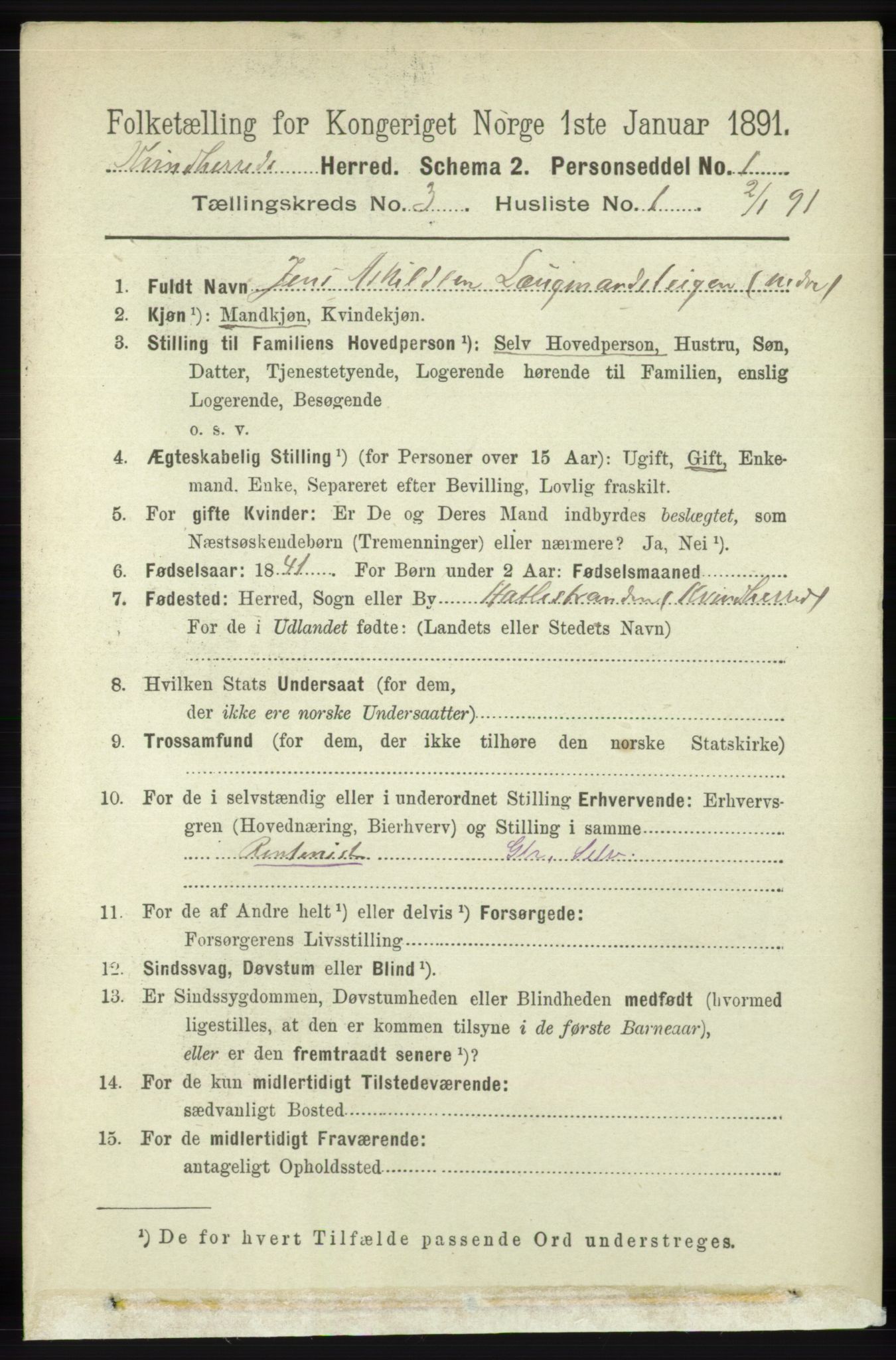 RA, 1891 census for 1224 Kvinnherad, 1891, p. 890