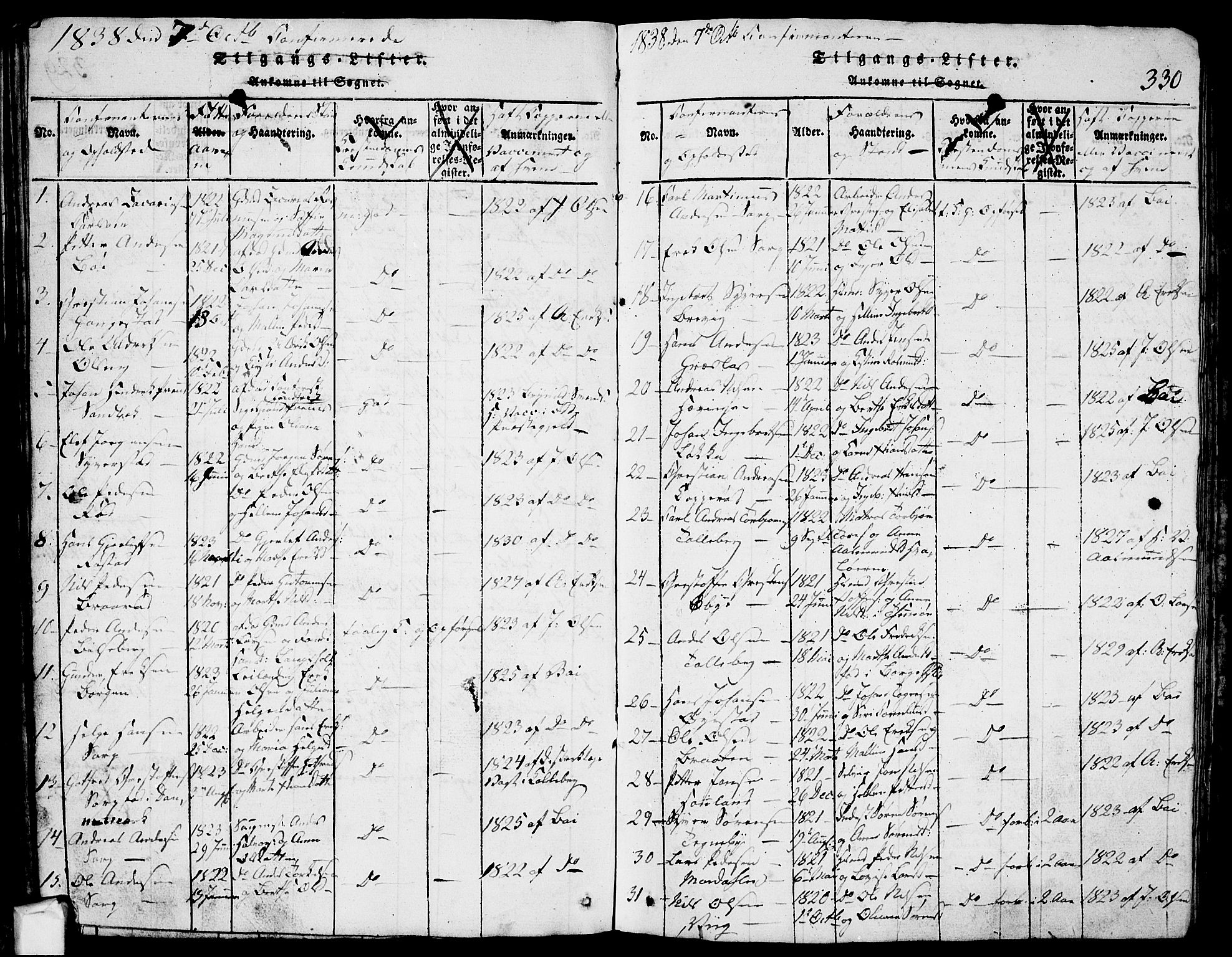 Skjeberg prestekontor Kirkebøker, AV/SAO-A-10923/G/Ga/L0001: Parish register (copy) no. I 1, 1815-1830, p. 330