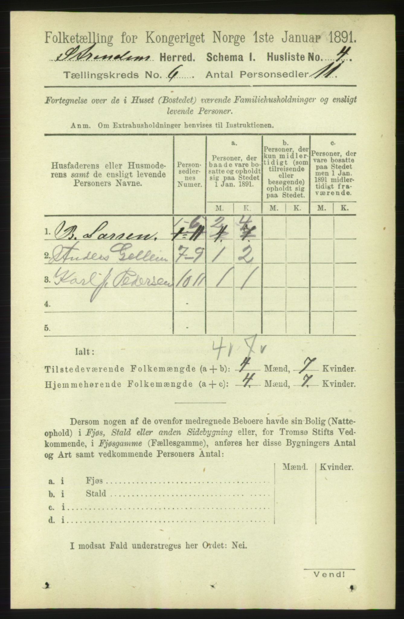 RA, 1891 census for 1660 Strinda, 1891, p. 5161