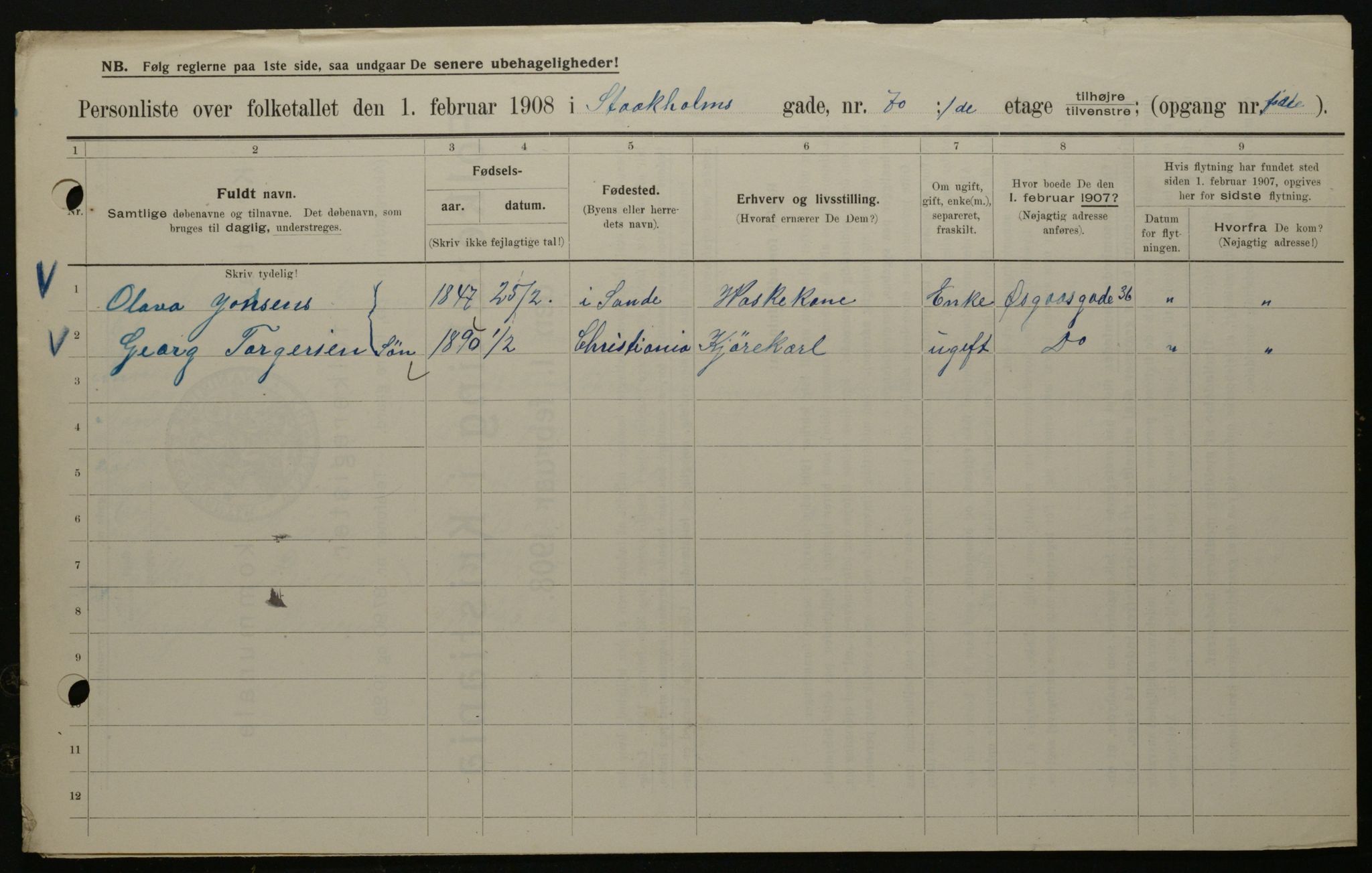 OBA, Municipal Census 1908 for Kristiania, 1908, p. 92173