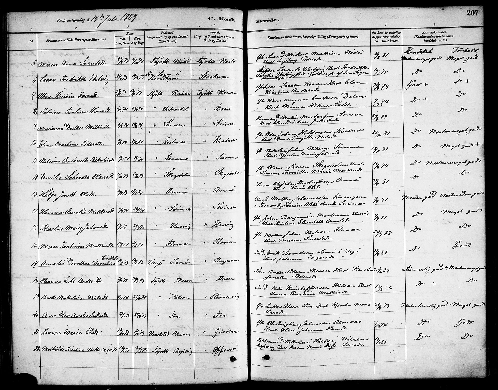 Ministerialprotokoller, klokkerbøker og fødselsregistre - Nordland, AV/SAT-A-1459/817/L0268: Parish register (copy) no. 817C03, 1884-1920, p. 207