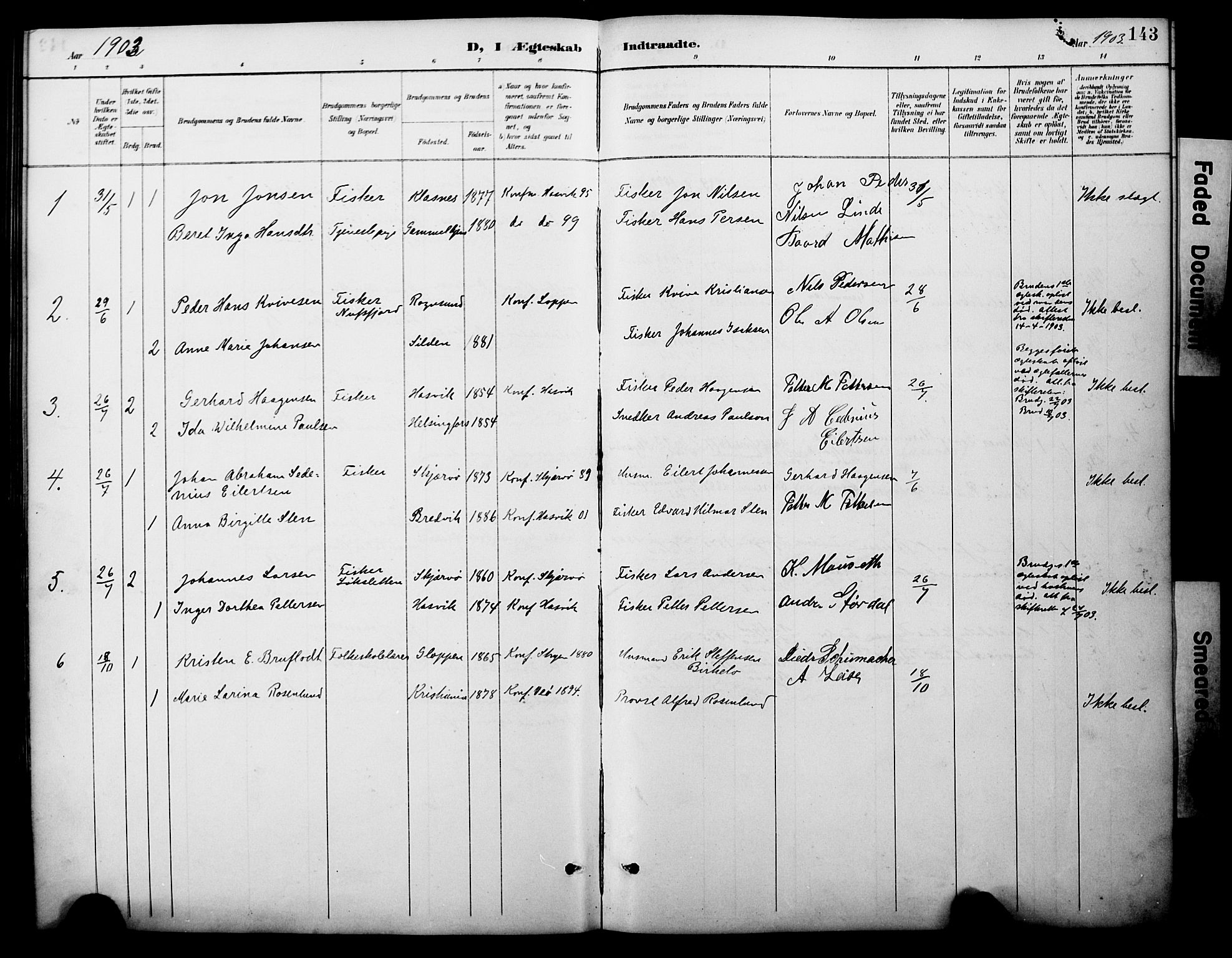 Loppa sokneprestkontor, SATØ/S-1339/H/Ha/L0008kirke: Parish register (official) no. 8, 1889-1907, p. 143