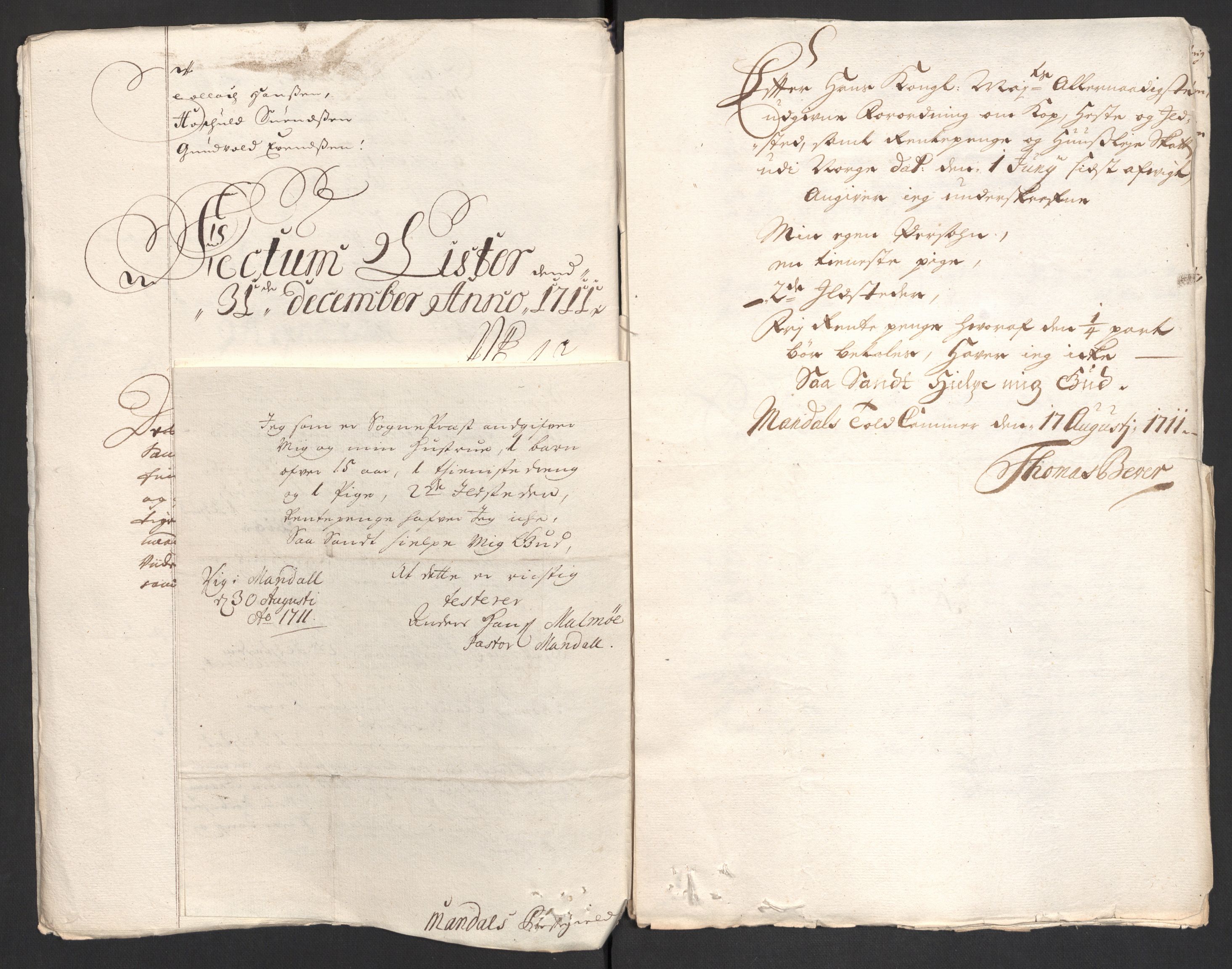 Rentekammeret inntil 1814, Reviderte regnskaper, Fogderegnskap, AV/RA-EA-4092/R43/L2554: Fogderegnskap Lista og Mandal, 1711, p. 110