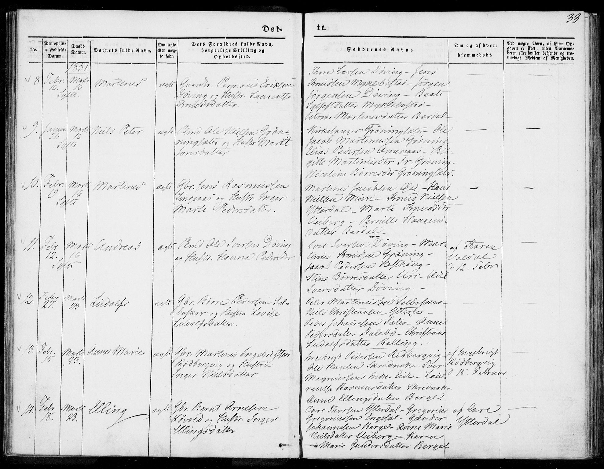 Ministerialprotokoller, klokkerbøker og fødselsregistre - Møre og Romsdal, AV/SAT-A-1454/519/L0249: Parish register (official) no. 519A08, 1846-1868, p. 33