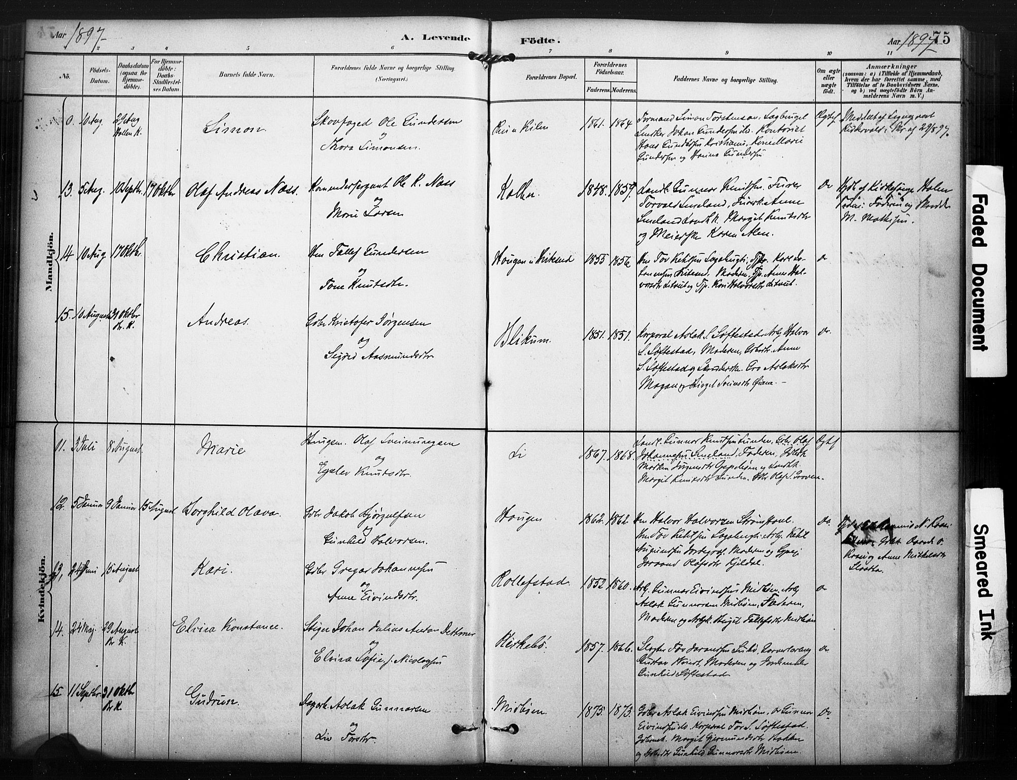 Kviteseid kirkebøker, AV/SAKO-A-276/F/Fa/L0008: Parish register (official) no. I 8, 1882-1903, p. 75