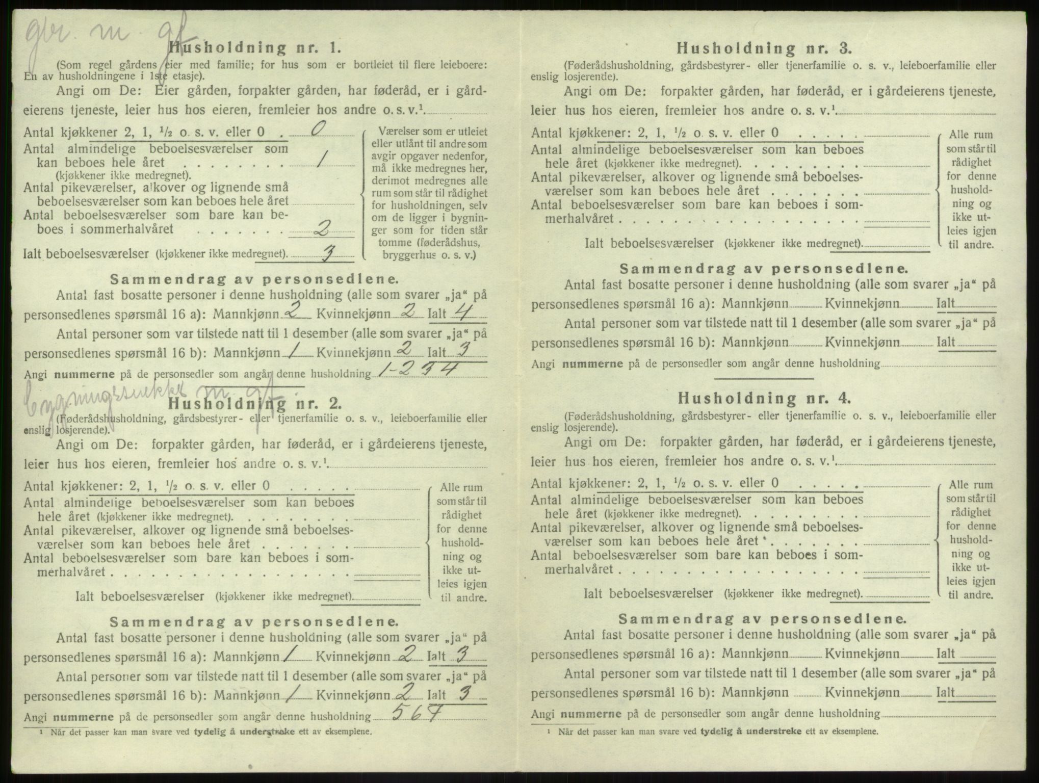 SAB, 1920 census for Jølster, 1920, p. 500