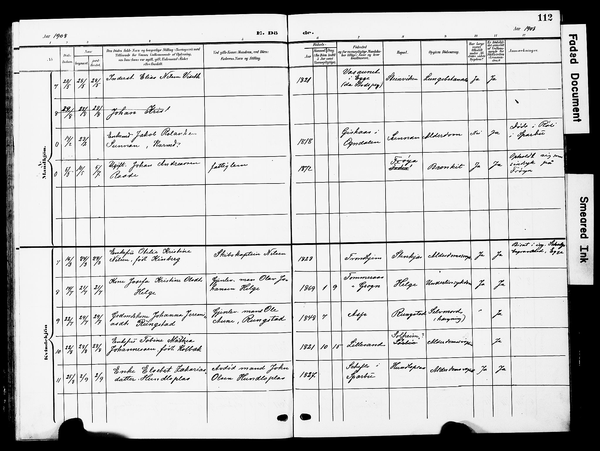 Ministerialprotokoller, klokkerbøker og fødselsregistre - Nord-Trøndelag, SAT/A-1458/740/L0381: Parish register (copy) no. 740C02, 1903-1914, p. 112