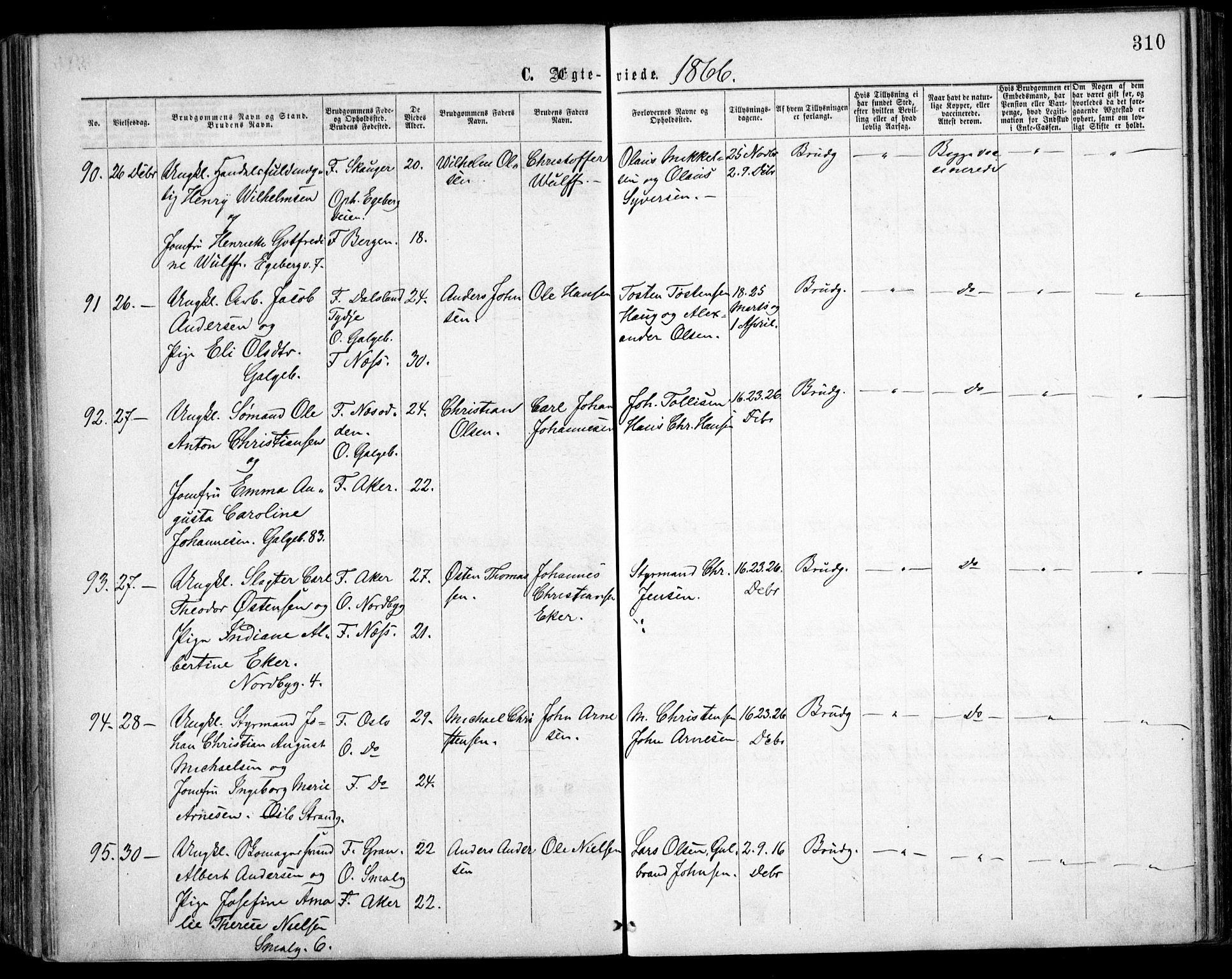 Grønland prestekontor Kirkebøker, AV/SAO-A-10848/F/Fa/L0003: Parish register (official) no. 3, 1862-1868, p. 310
