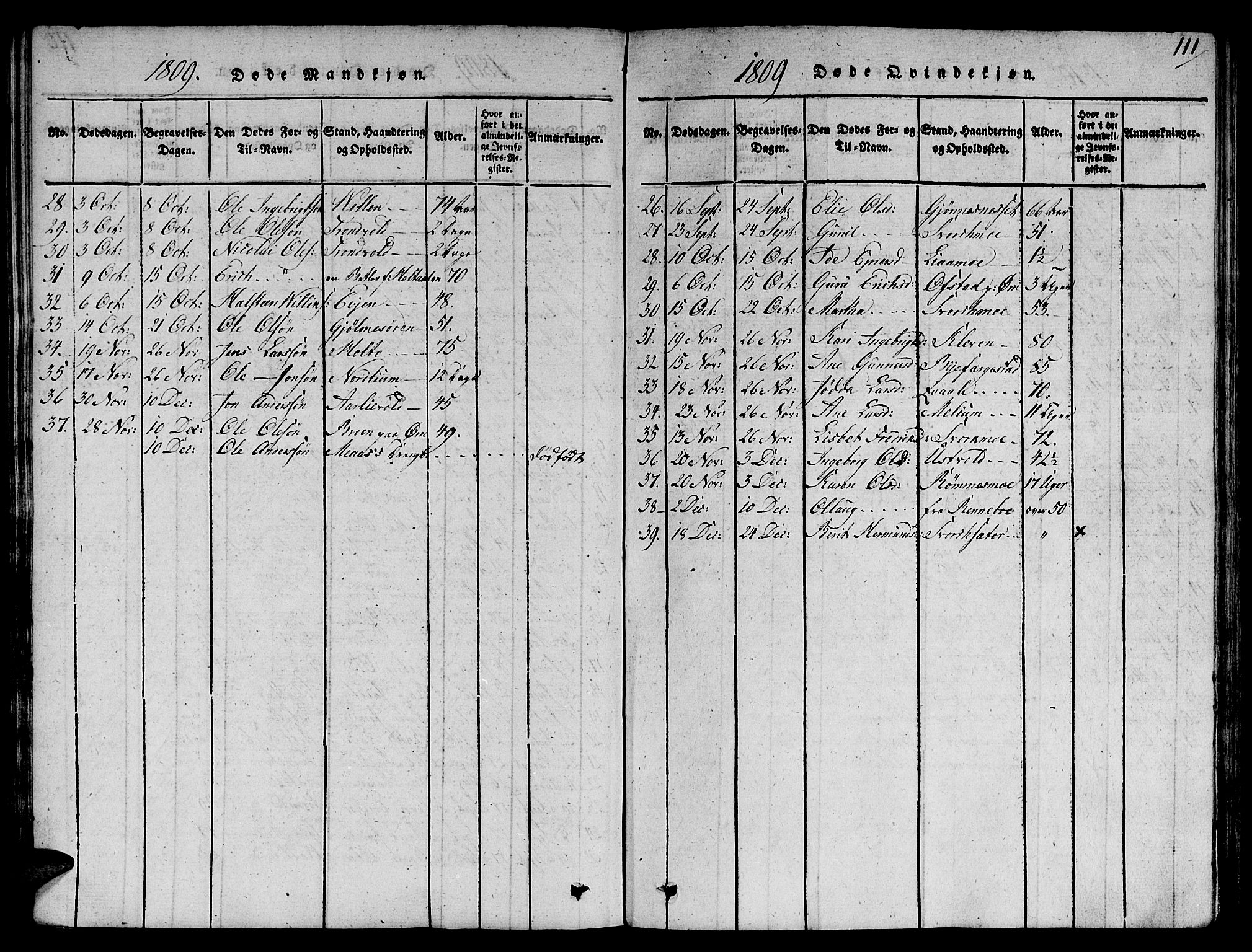 Ministerialprotokoller, klokkerbøker og fødselsregistre - Sør-Trøndelag, AV/SAT-A-1456/668/L0803: Parish register (official) no. 668A03, 1800-1826, p. 111