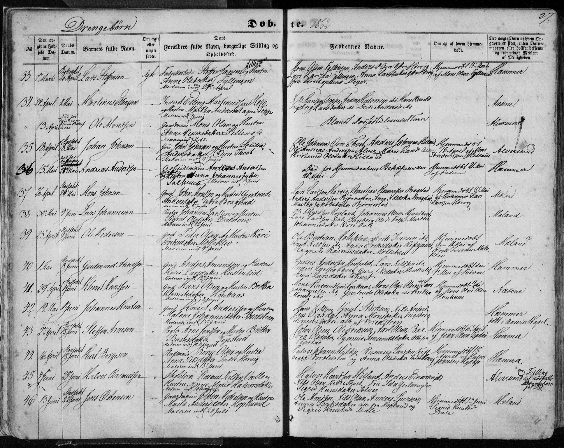 Hamre sokneprestembete, SAB/A-75501/H/Ha/Haa/Haaa/L0014: Parish register (official) no. A 14, 1858-1872, p. 27