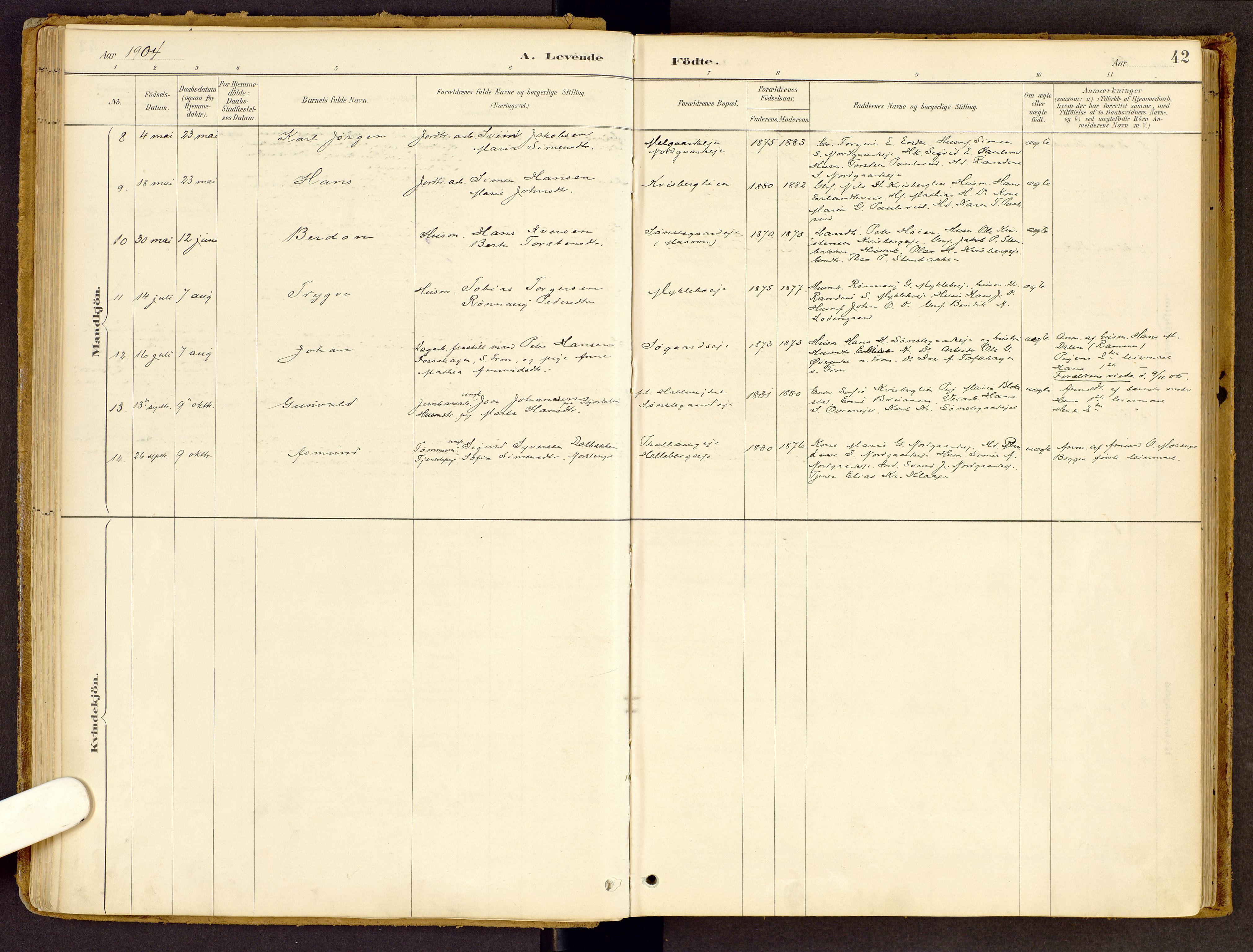 Vestre Gausdal prestekontor, SAH/PREST-094/H/Ha/Haa/L0002: Parish register (official) no. 2, 1887-1918, p. 42