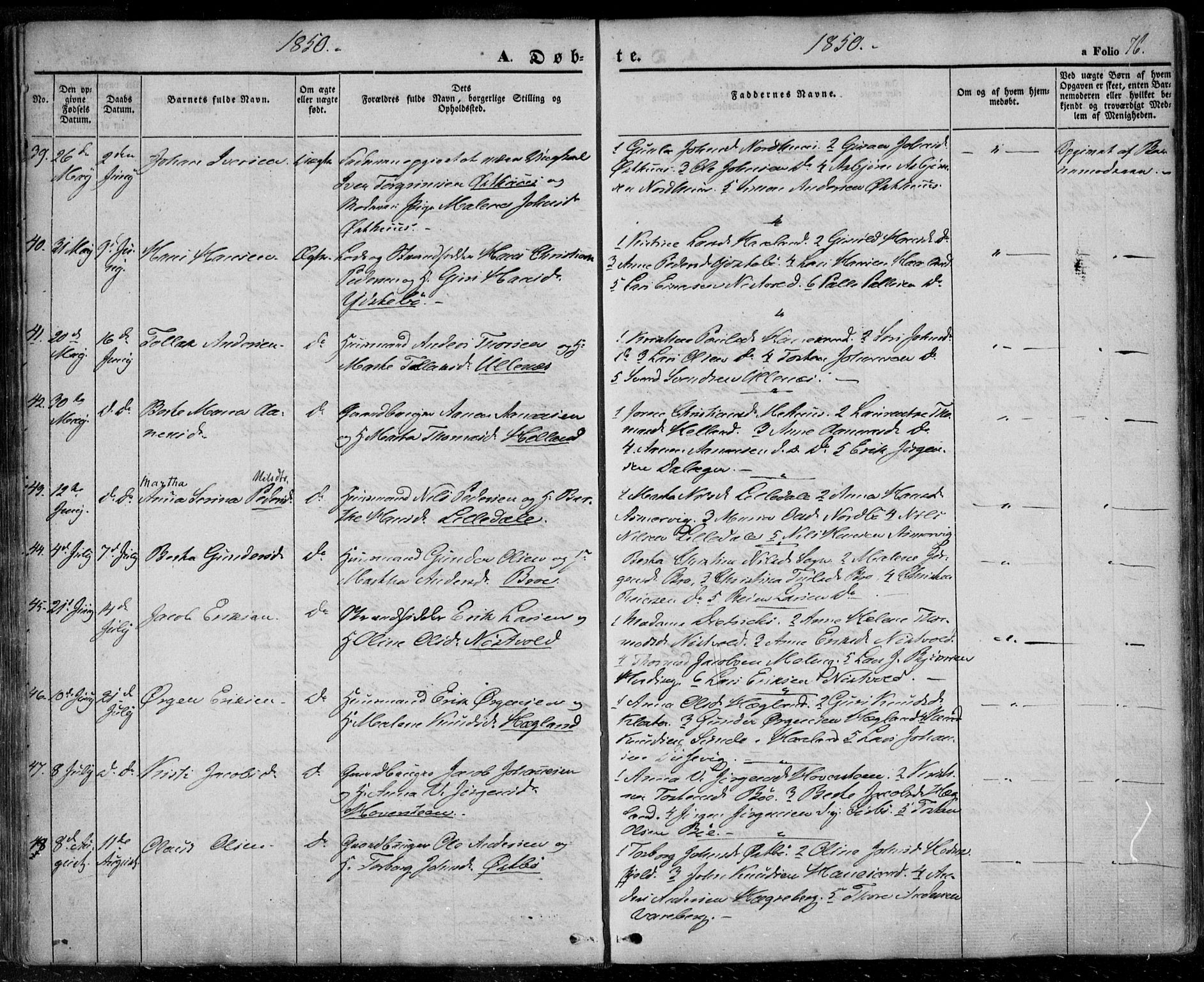 Rennesøy sokneprestkontor, AV/SAST-A -101827/H/Ha/Haa/L0005: Parish register (official) no. A 5, 1838-1859, p. 76