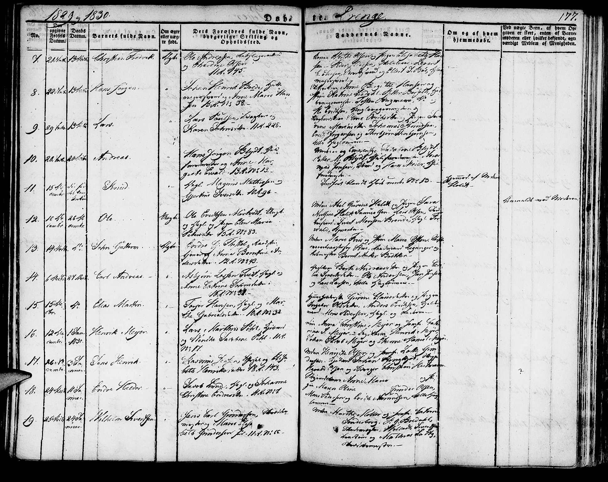 Domkirken sokneprestembete, SAB/A-74801/H/Haa/L0012: Parish register (official) no. A 12, 1821-1840, p. 177
