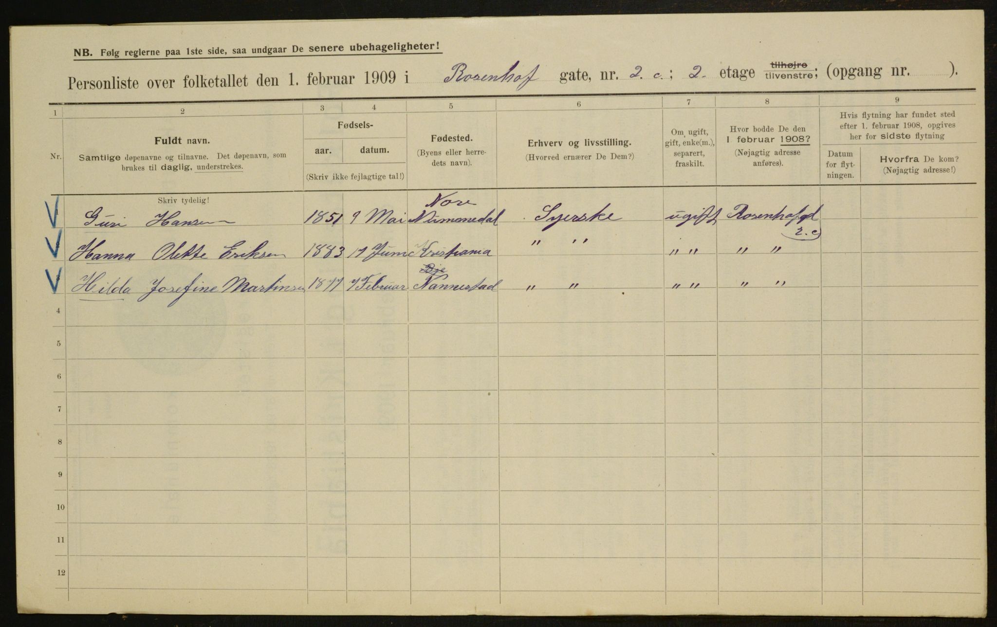 OBA, Municipal Census 1909 for Kristiania, 1909, p. 75882