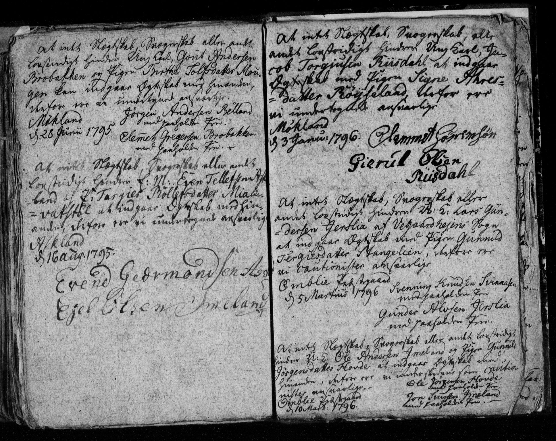 Åmli sokneprestkontor, AV/SAK-1111-0050/F/Fe/L0001: Best man's statements no. A VI 40, 1754-1799