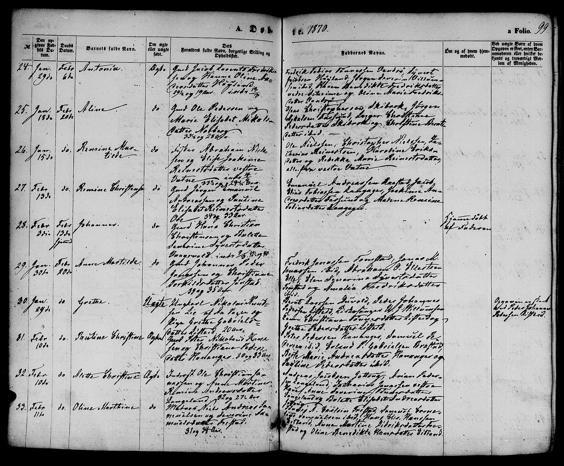 Lista sokneprestkontor, AV/SAK-1111-0027/F/Fb/L0003: Parish register (copy) no. B 3, 1862-1877, p. 99