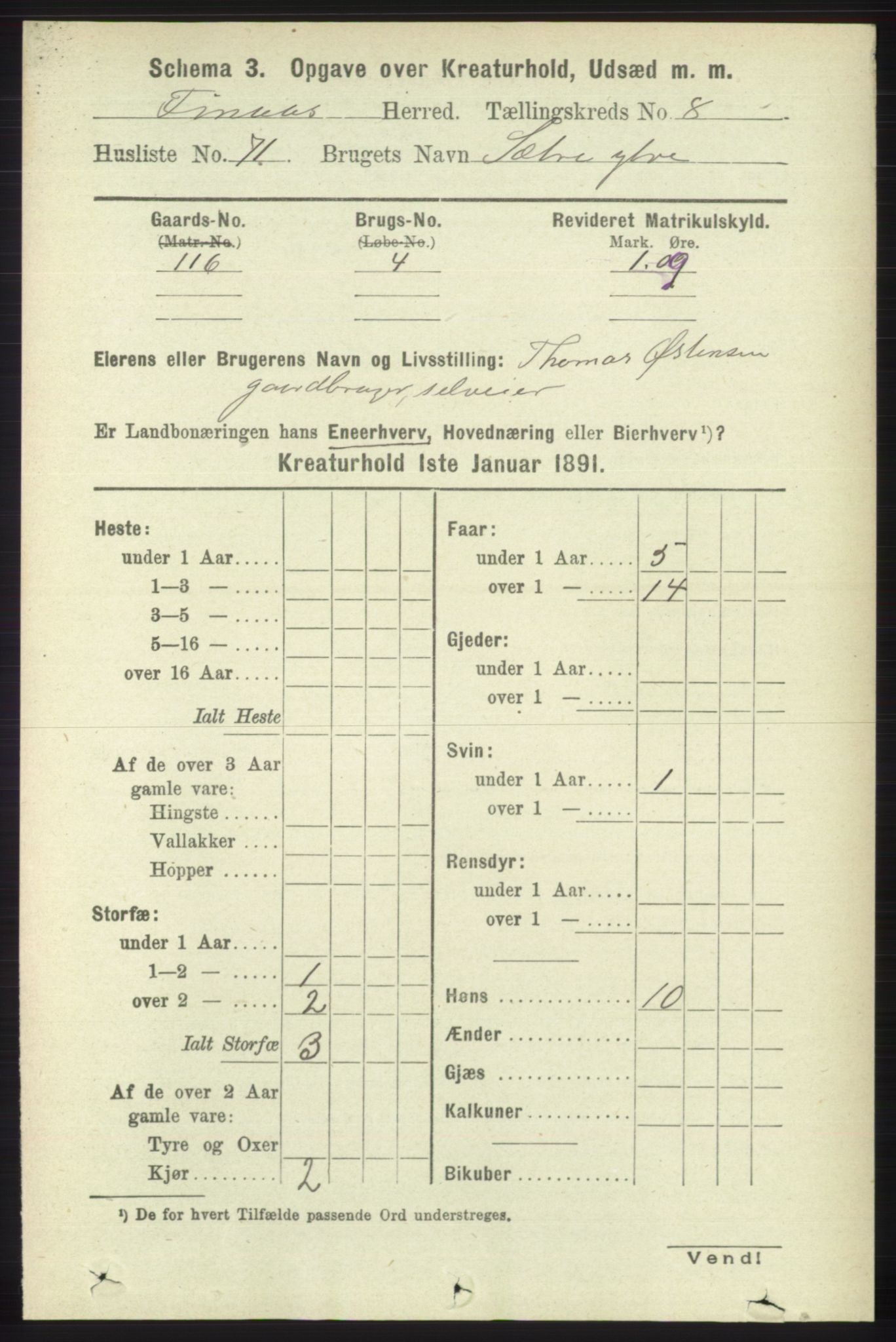 RA, 1891 census for 1218 Finnås, 1891, p. 7020