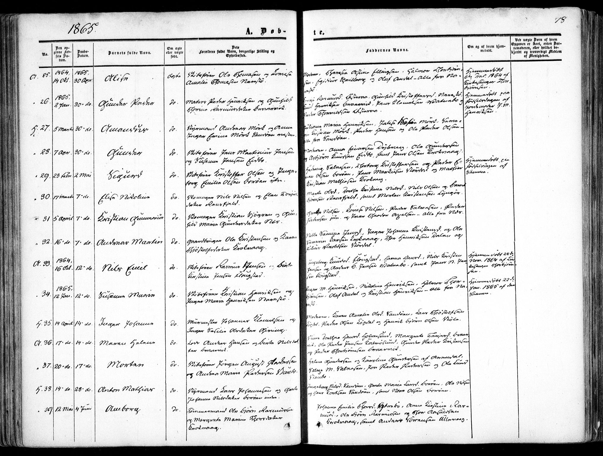 Dypvåg sokneprestkontor, AV/SAK-1111-0007/F/Fa/Faa/L0006: Parish register (official) no. A 6, 1855-1872, p. 78