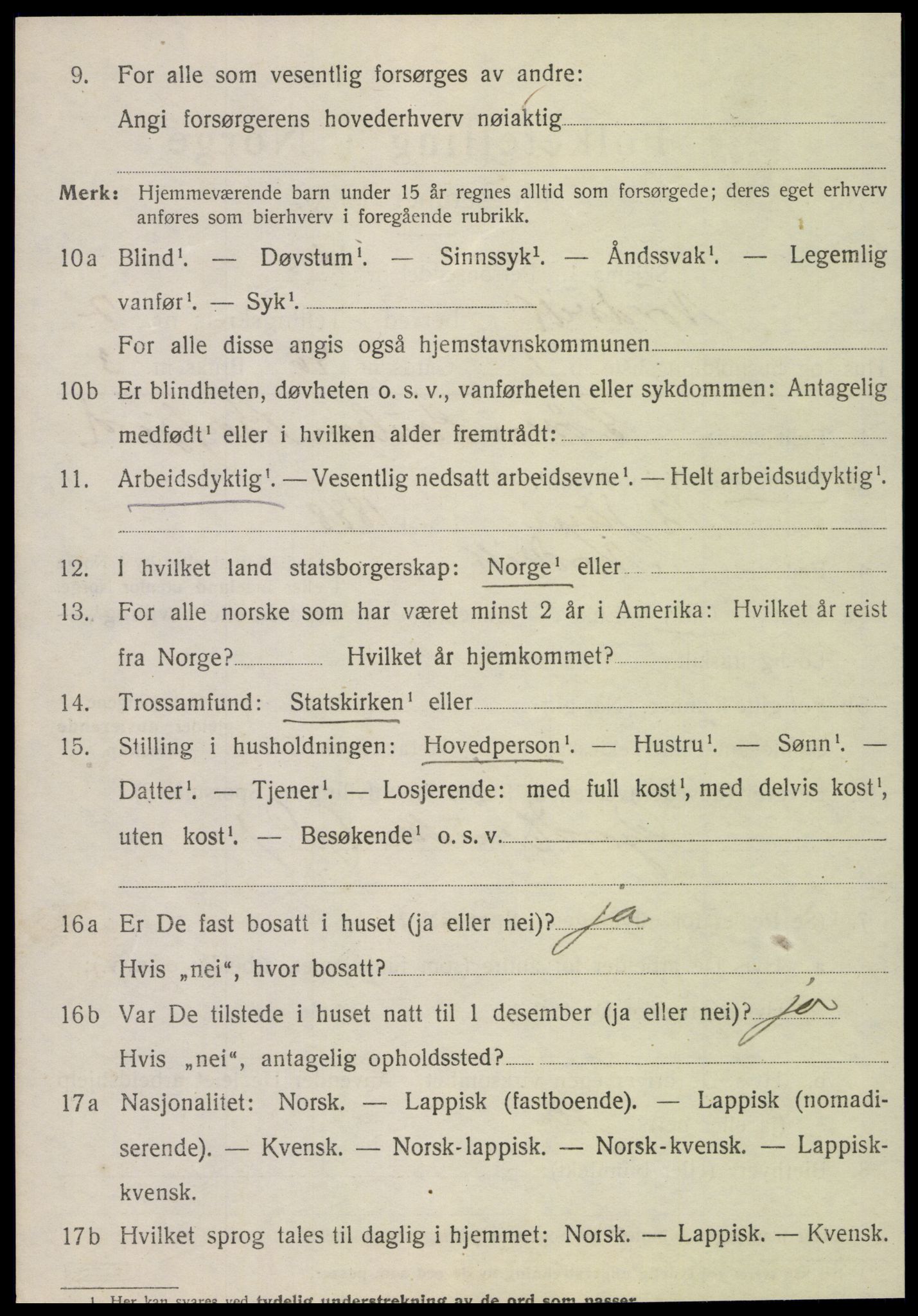 SAT, 1920 census for Nordvik, 1920, p. 2609